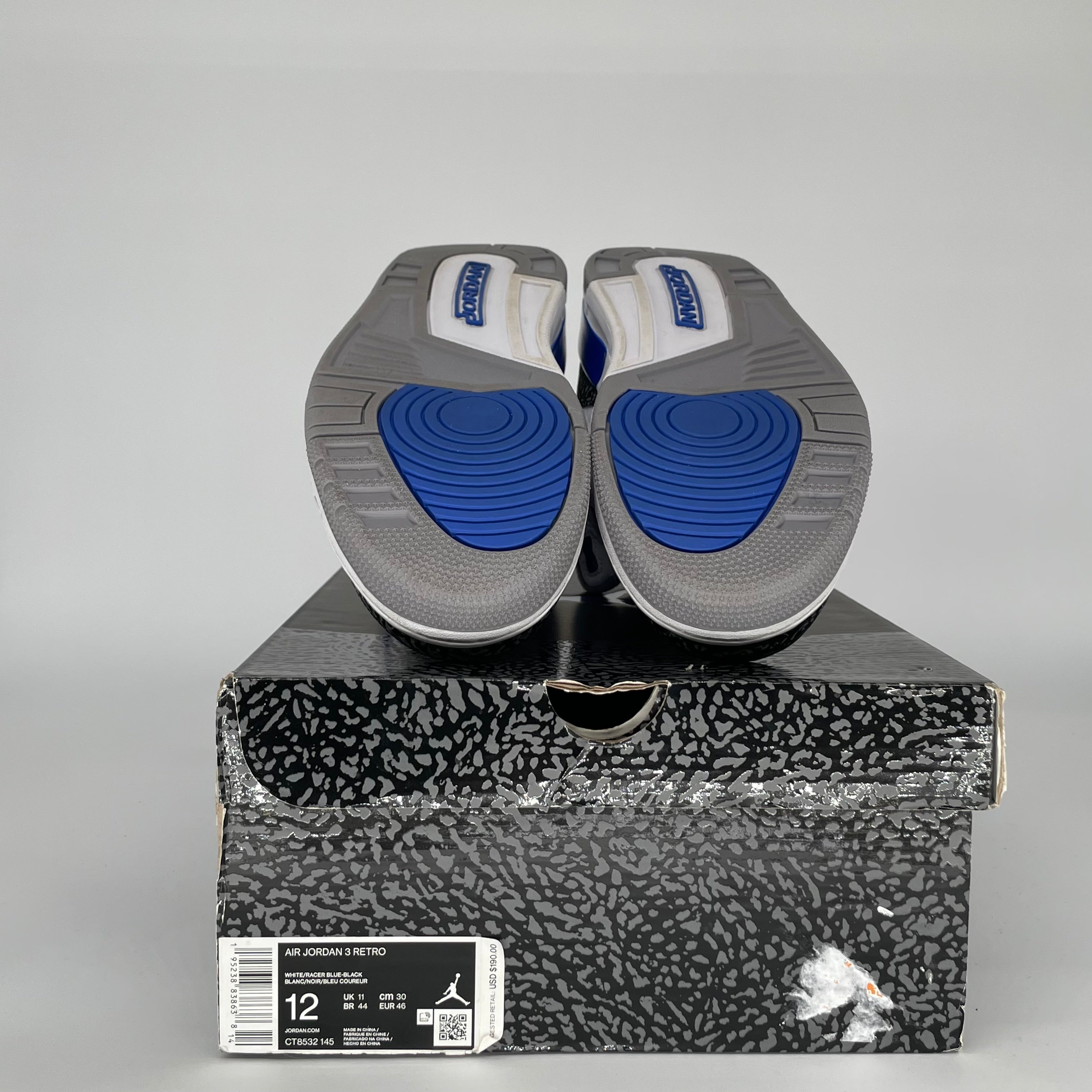 AIR JORDAN 3 RACER BLUE SIZE 12 CT8532-145