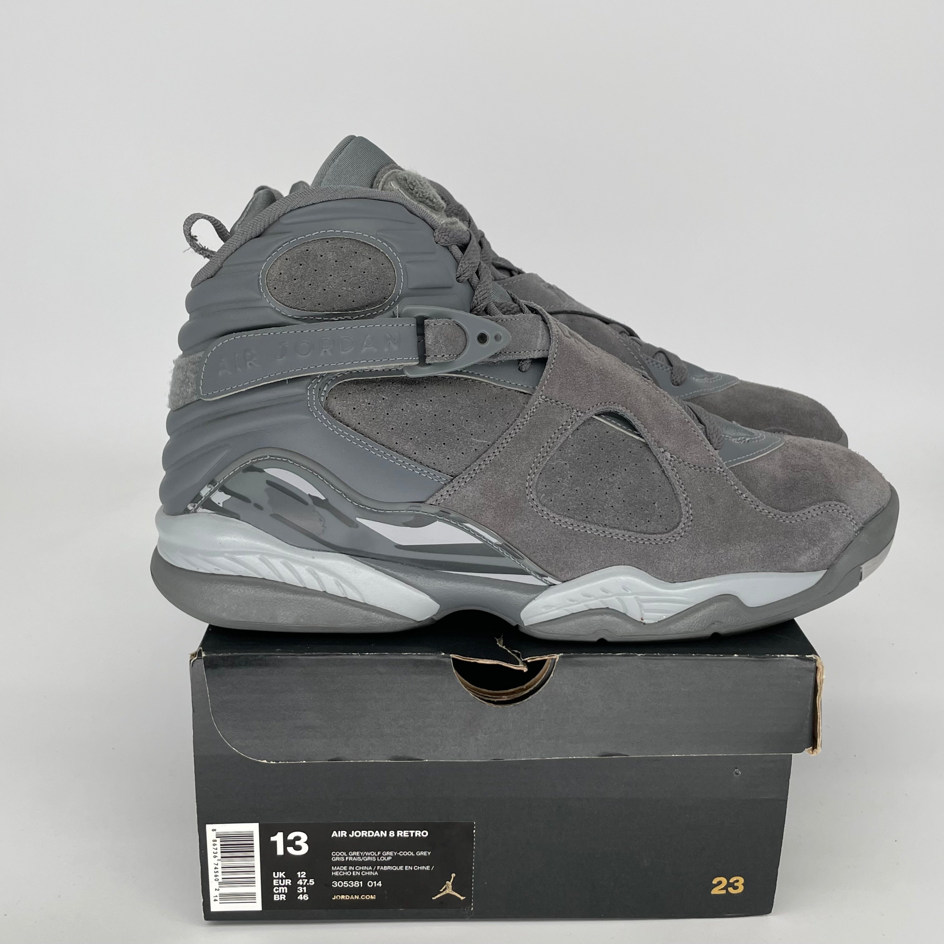 AIR JORDAN 8 COOL GREY SIZE 13 305381-014