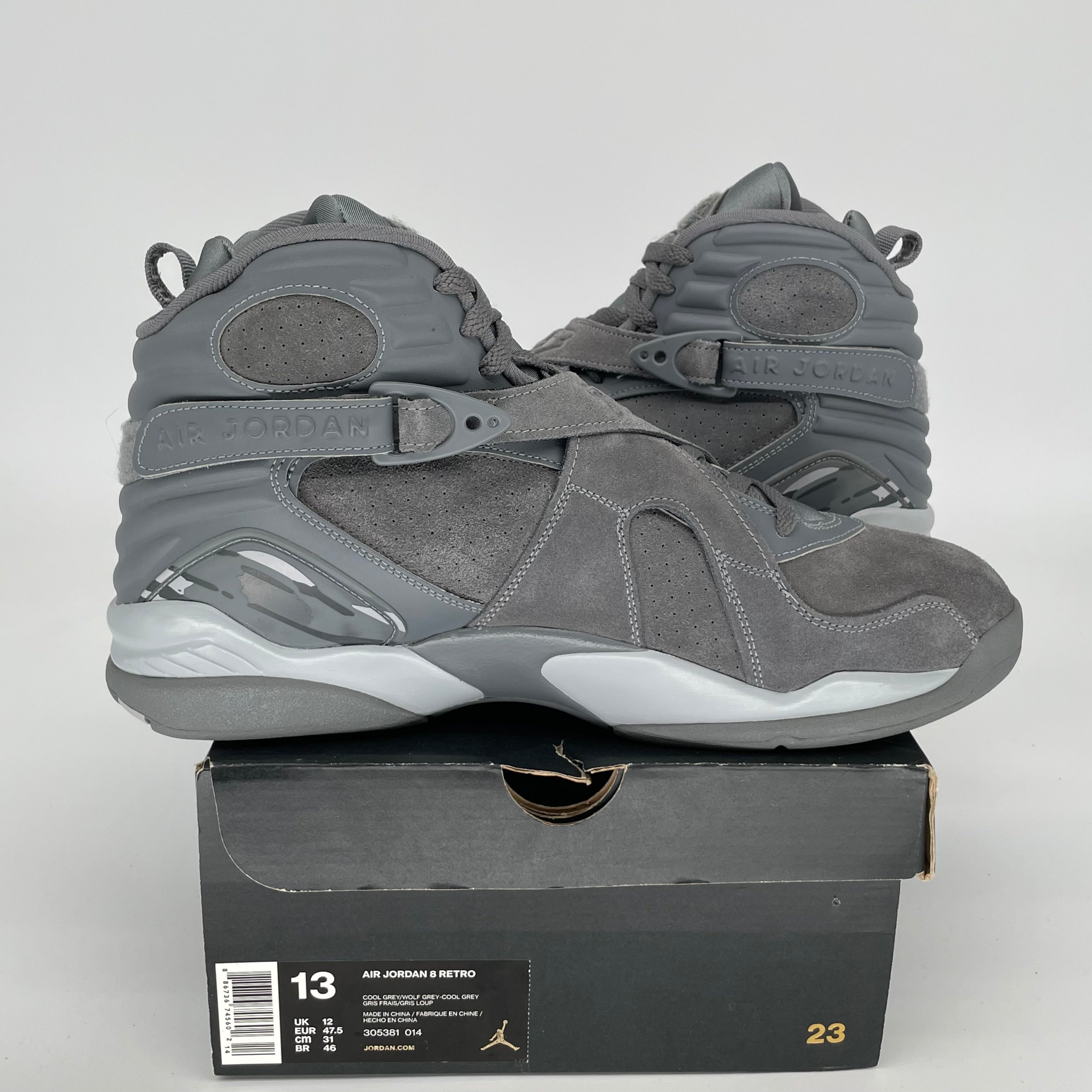 AIR JORDAN 8 COOL GREY SIZE 13 305381-014