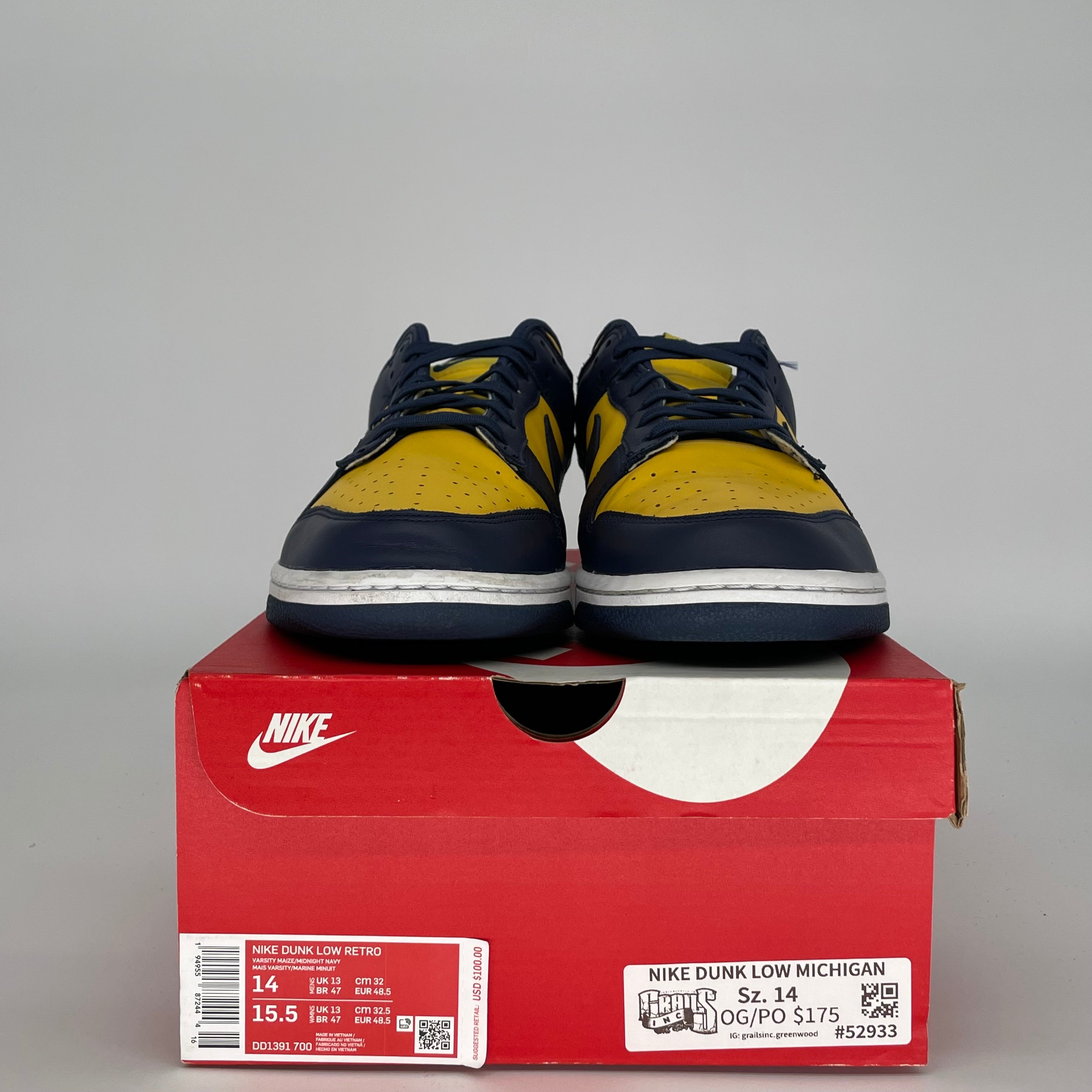 NIKE DUNK LOW MICHIGAN SIZE 14/15.5W DD1391-700