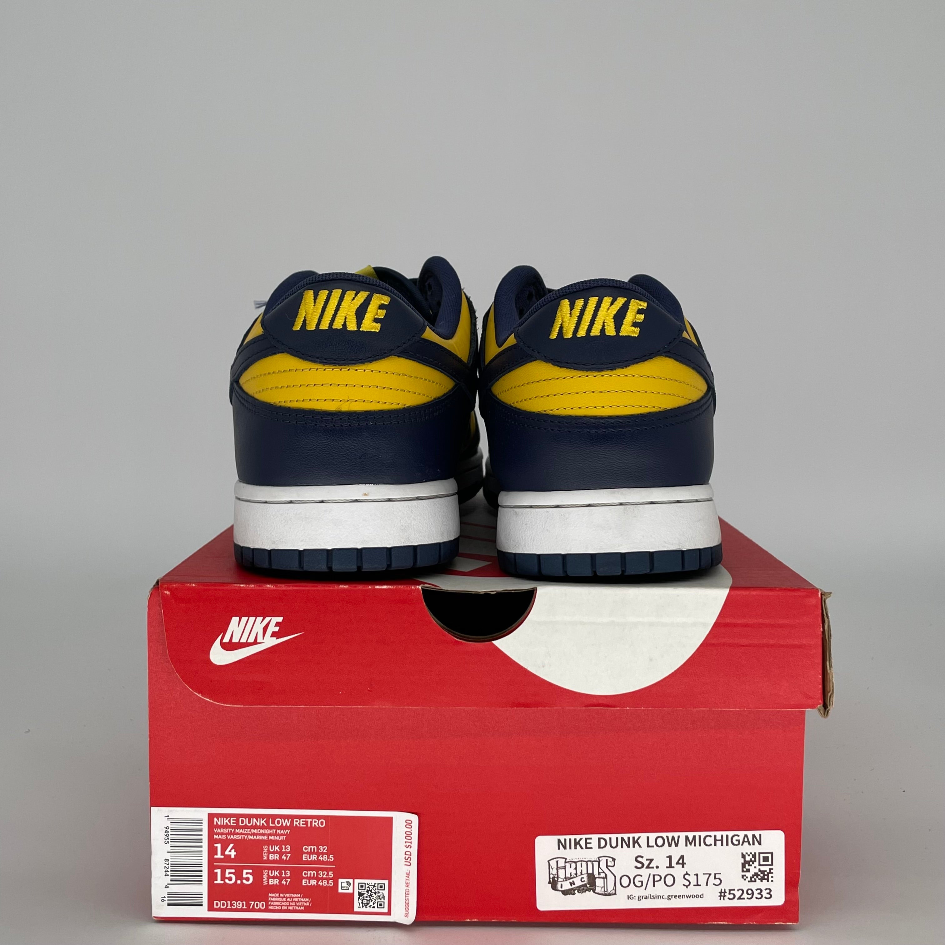 NIKE DUNK LOW MICHIGAN SIZE 14/15.5W DD1391-700