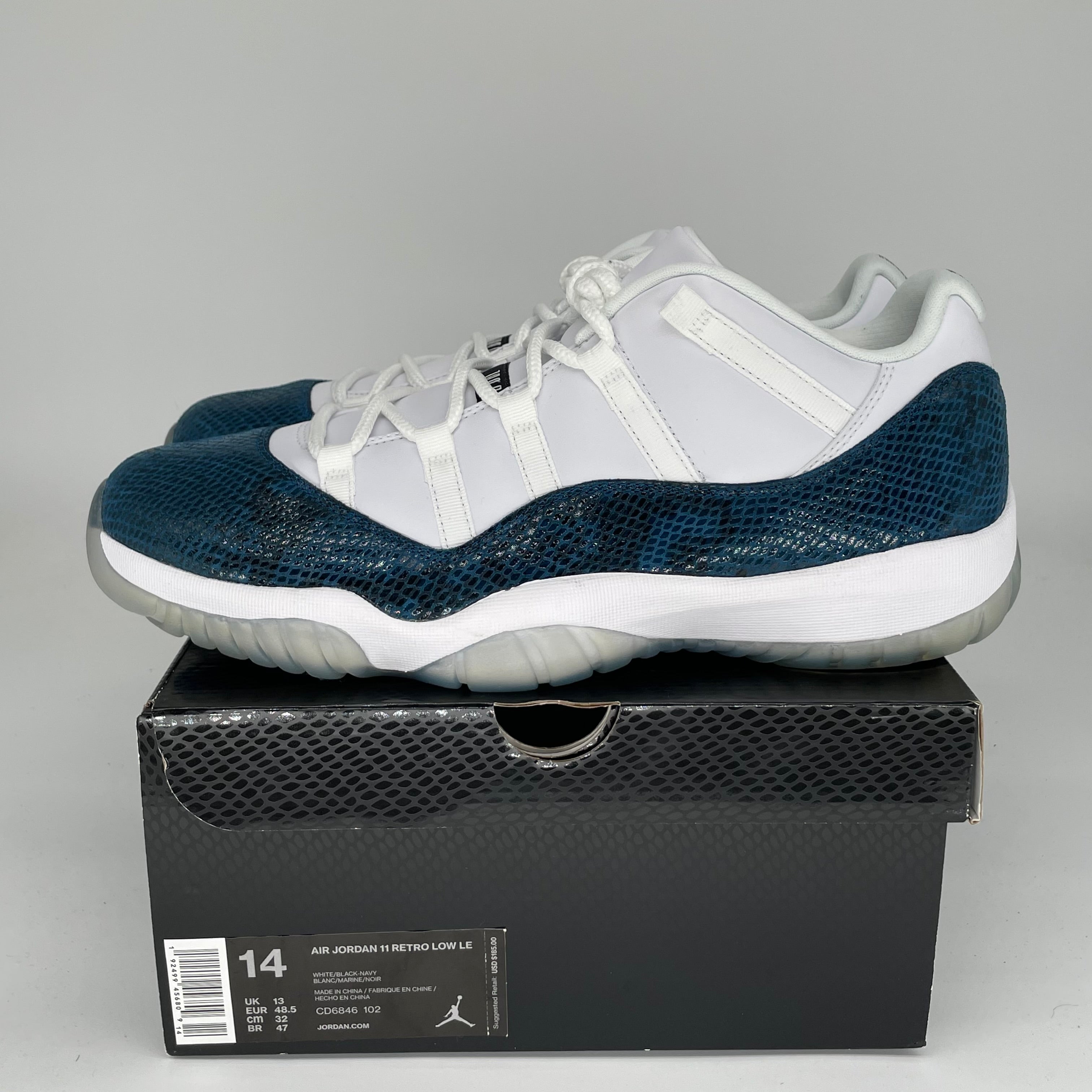 AIR JORDAN 11 LOW SNAKE NAVY SIZE 14 CD6846-102