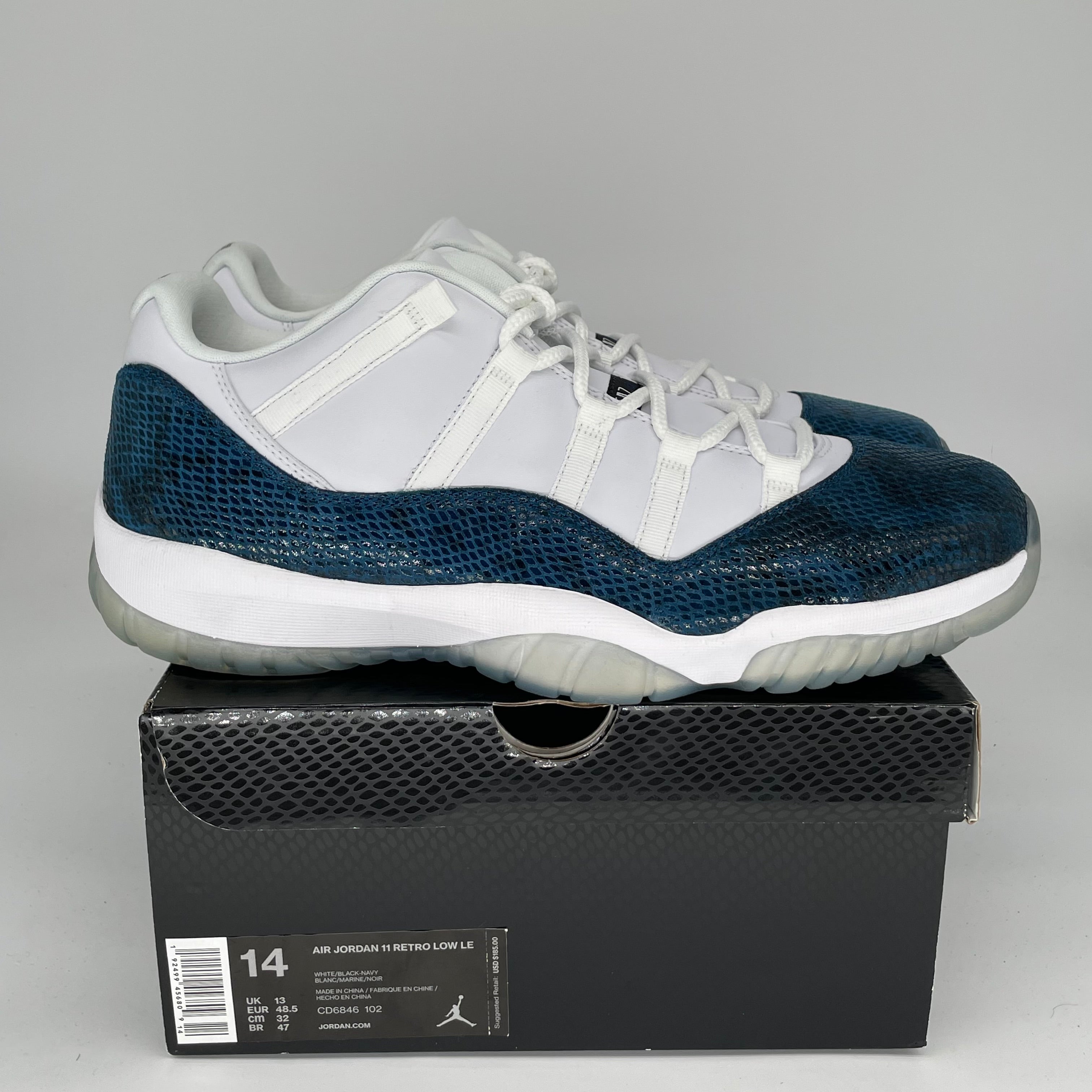 AIR JORDAN 11 LOW SNAKE NAVY SIZE 14 CD6846-102