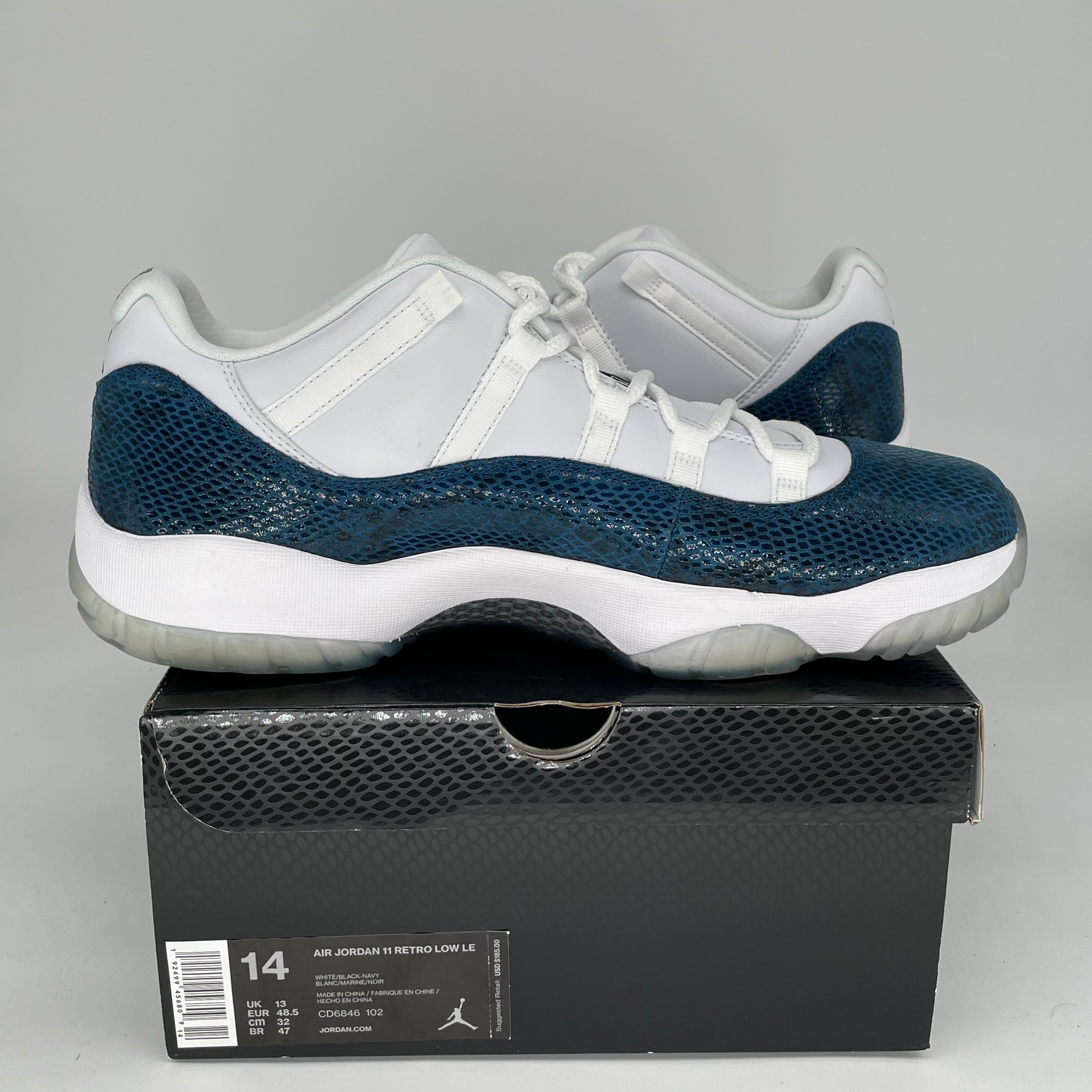 AIR JORDAN 11 LOW SNAKE NAVY SIZE 14 CD6846-102