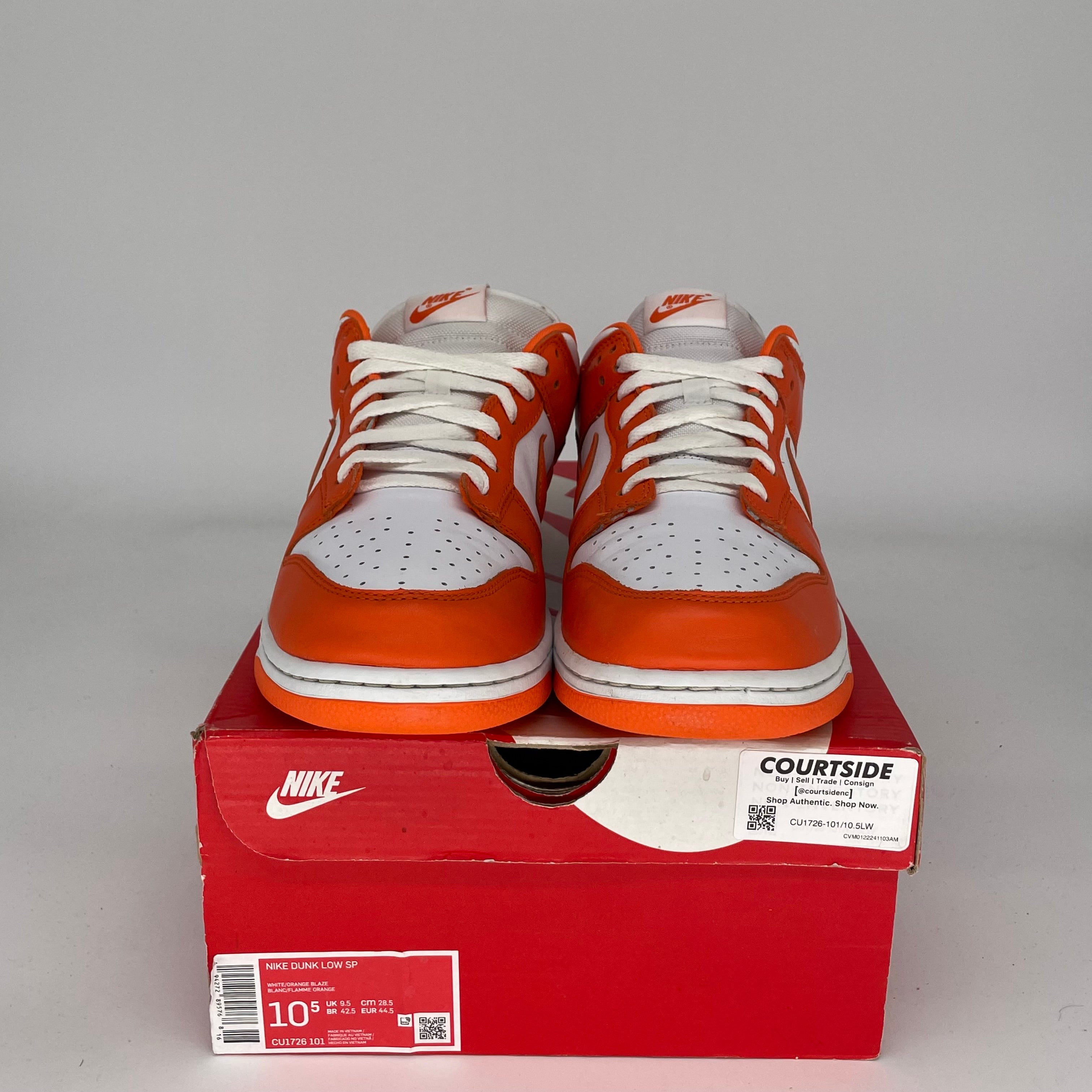 NIKE DUNK LOW SYRACUSE SIZE 10.5 CU1726-101