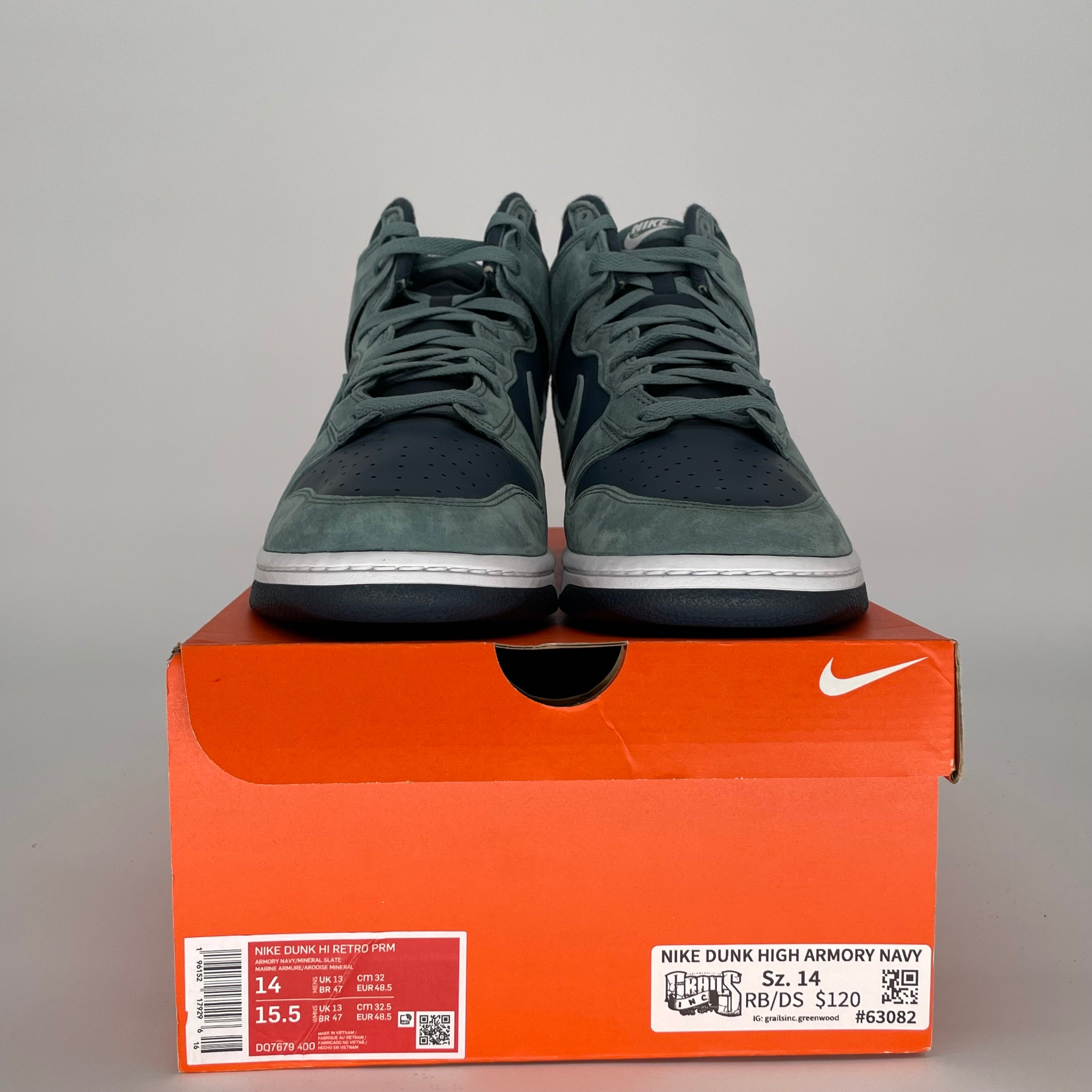 NIKE DUNK HIGH ARMORY NAVY SIZE 14/15.5W DQ7679-400
