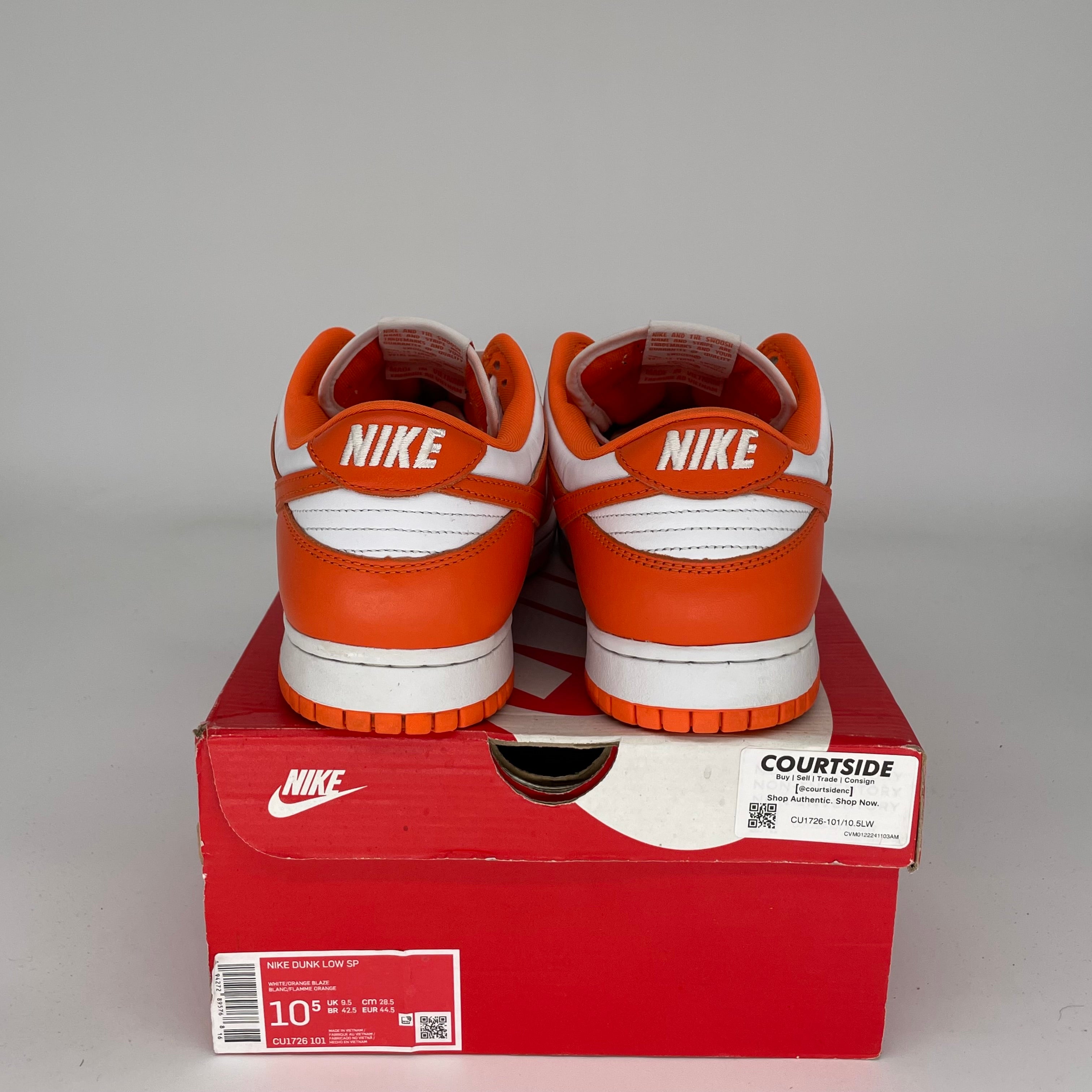 NIKE DUNK LOW SYRACUSE SIZE 10.5 CU1726-101