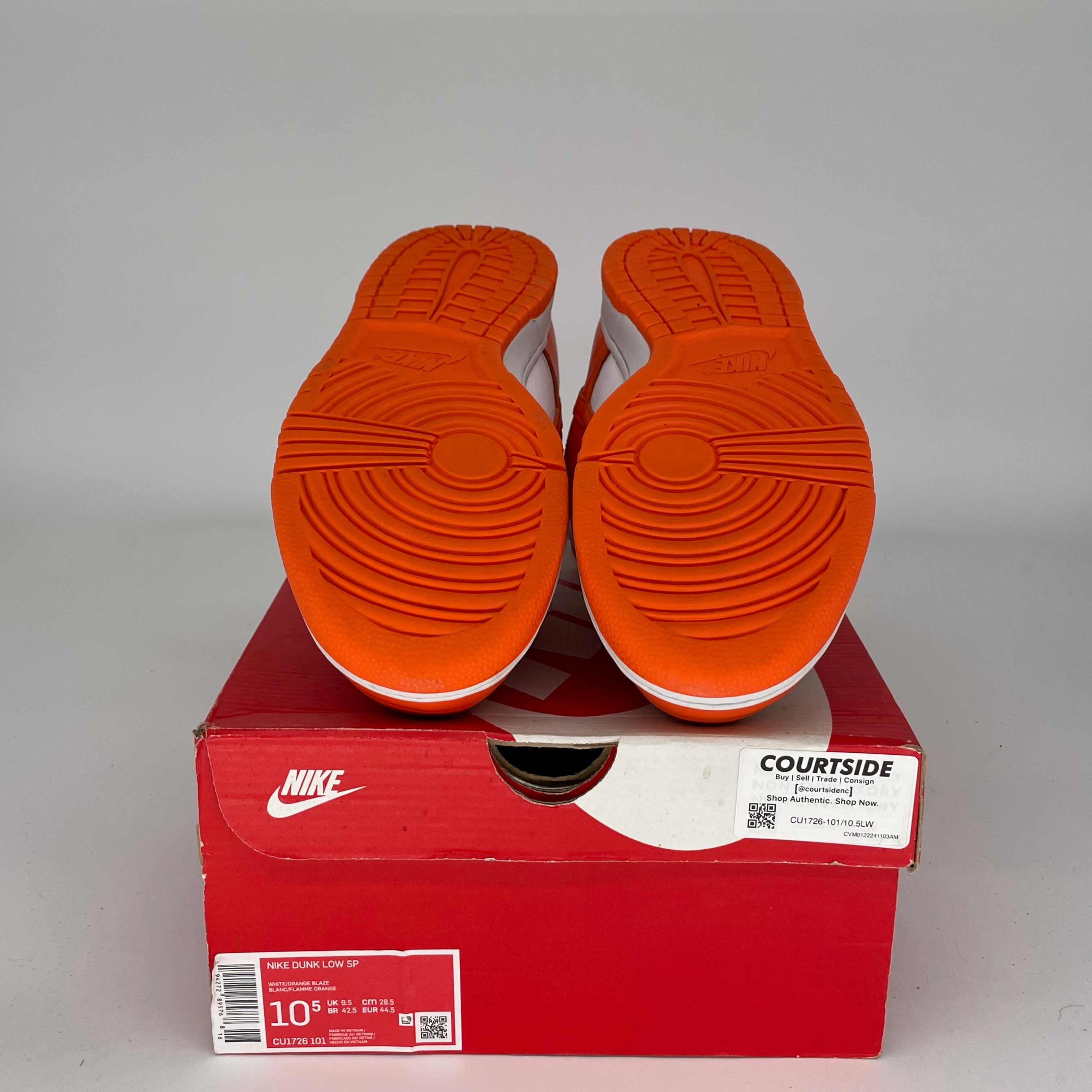 NIKE DUNK LOW SYRACUSE SIZE 10.5 CU1726-101