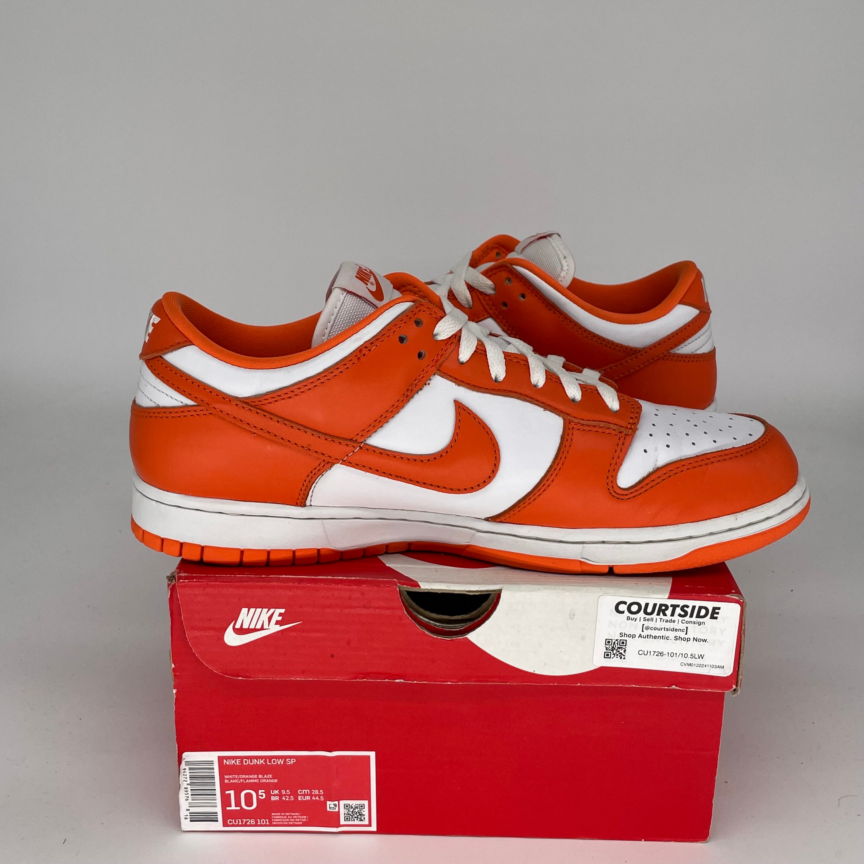NIKE DUNK LOW SYRACUSE SIZE 10.5 CU1726-101