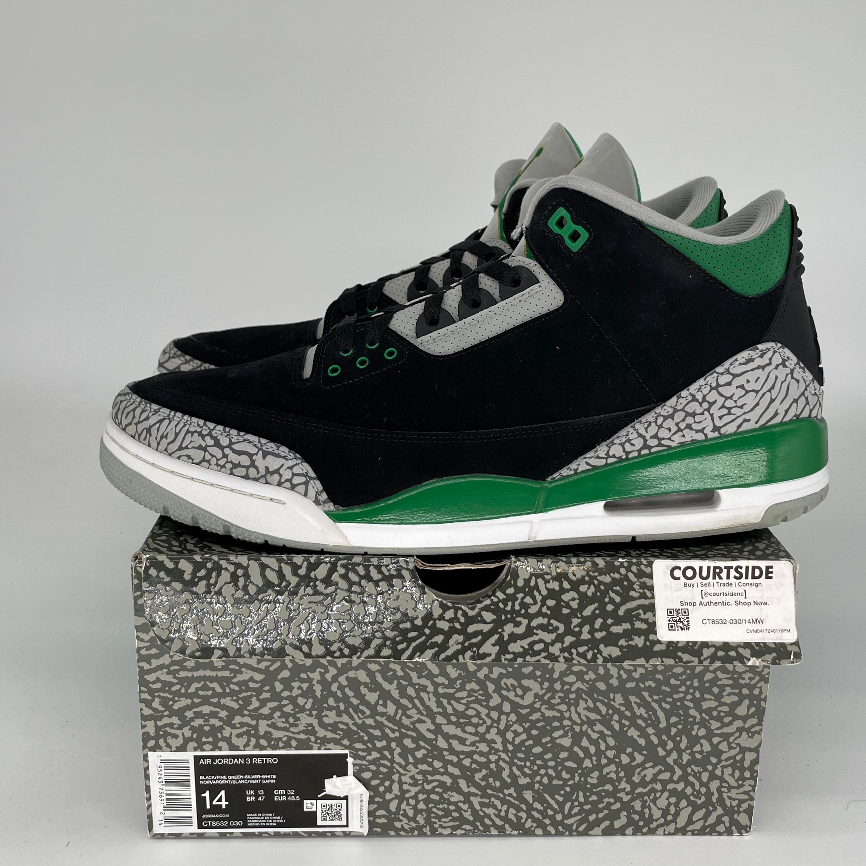 AIR JORDAN 3 PINE GREEN SIZE 14 CT8532-030