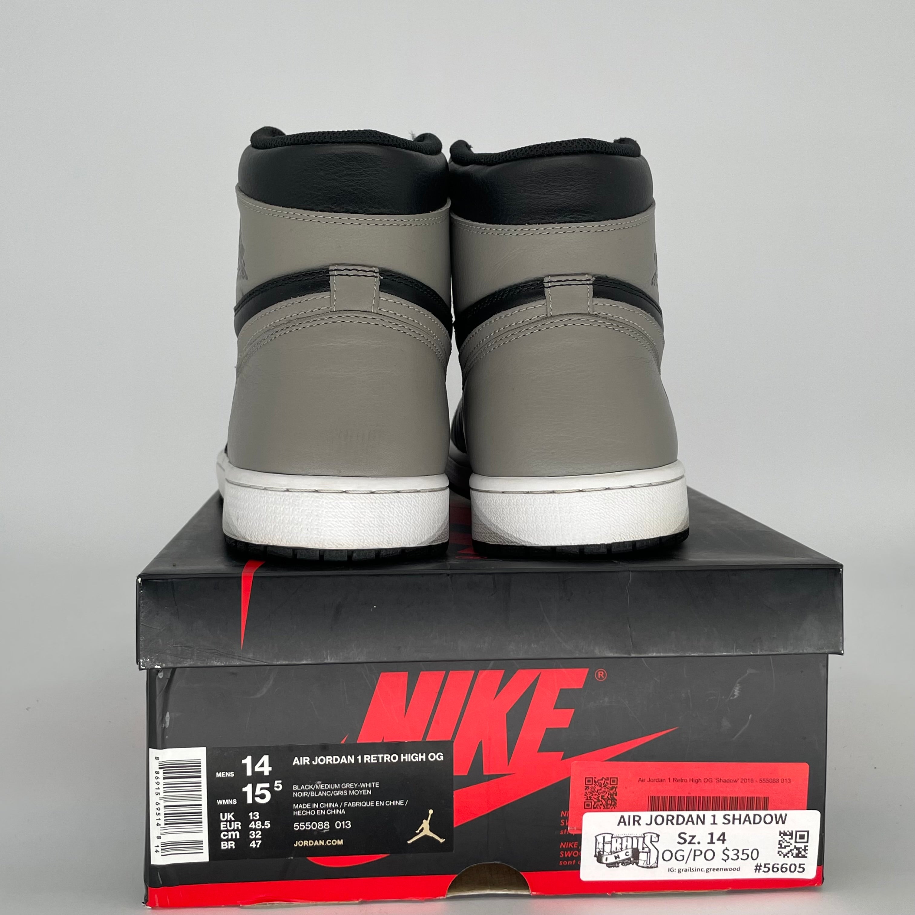 AIR JORDAN 1 SHADOW SIZE 14 555088-013