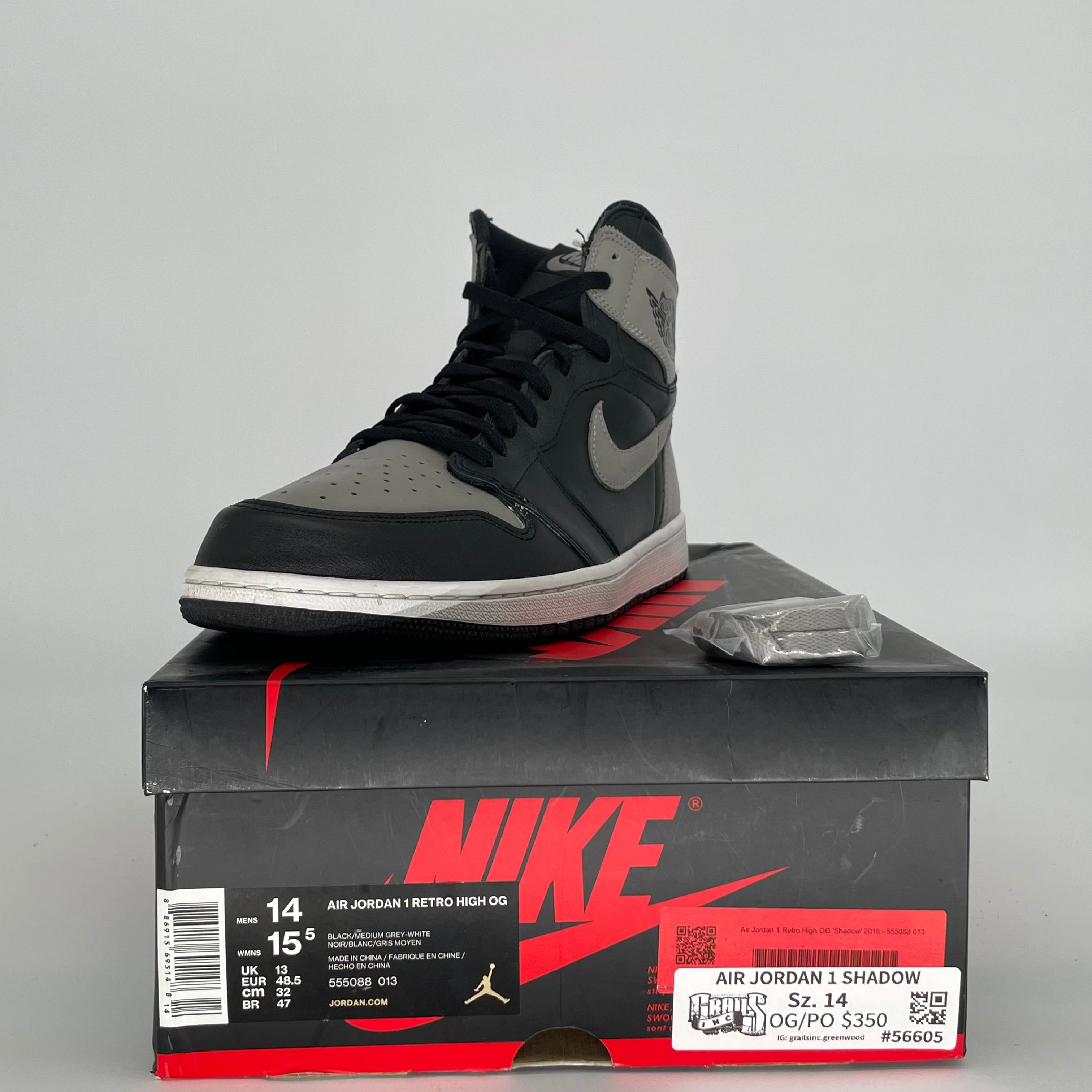 AIR JORDAN 1 SHADOW SIZE 14 555088-013
