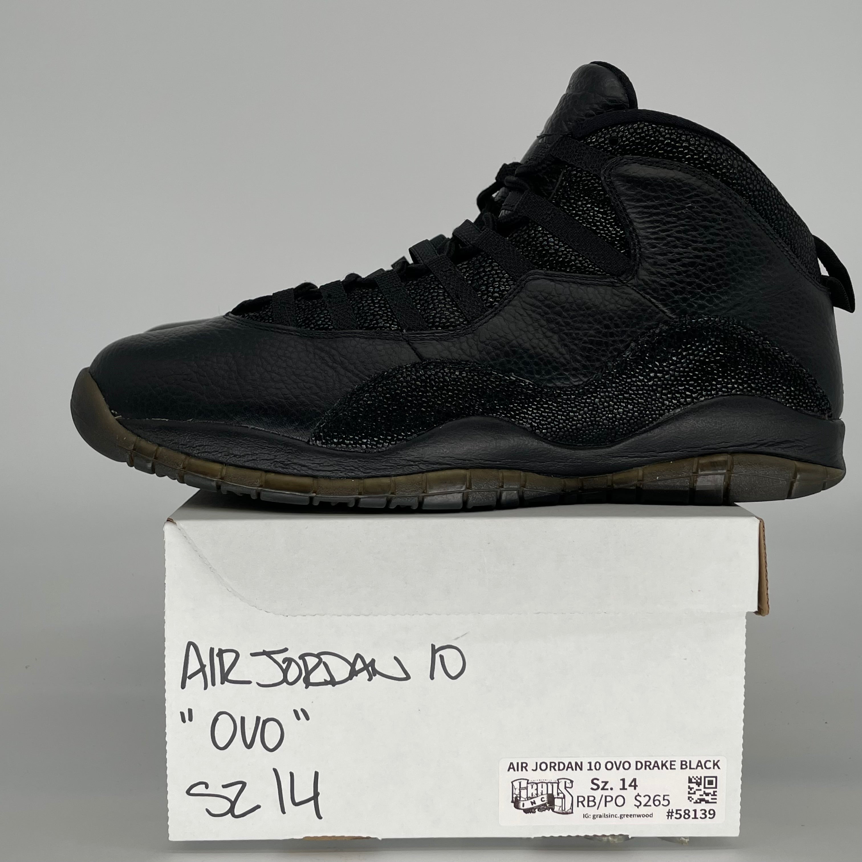 AIR JORDAN 10 DRAKE OVO BLACK SIZE 14/15.5W 819955-030