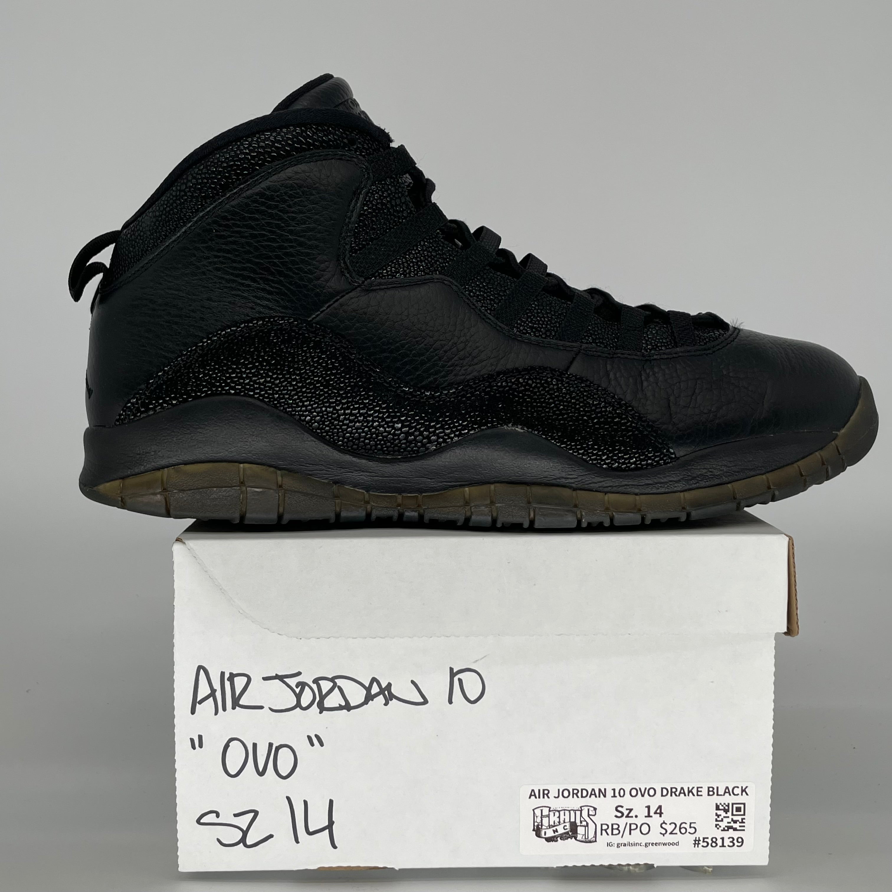 AIR JORDAN 10 DRAKE OVO BLACK SIZE 14/15.5W 819955-030