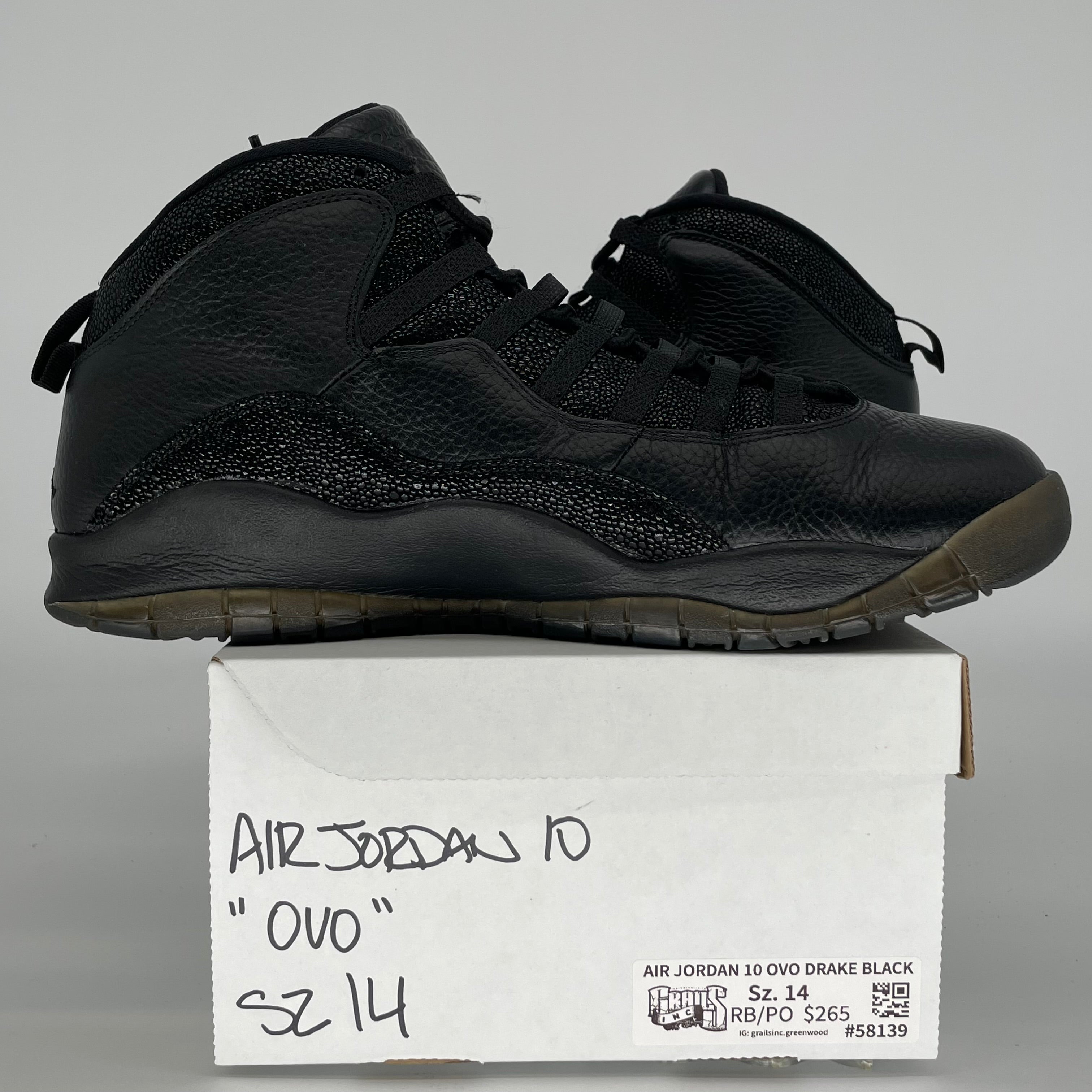 AIR JORDAN 10 DRAKE OVO BLACK SIZE 14/15.5W 819955-030