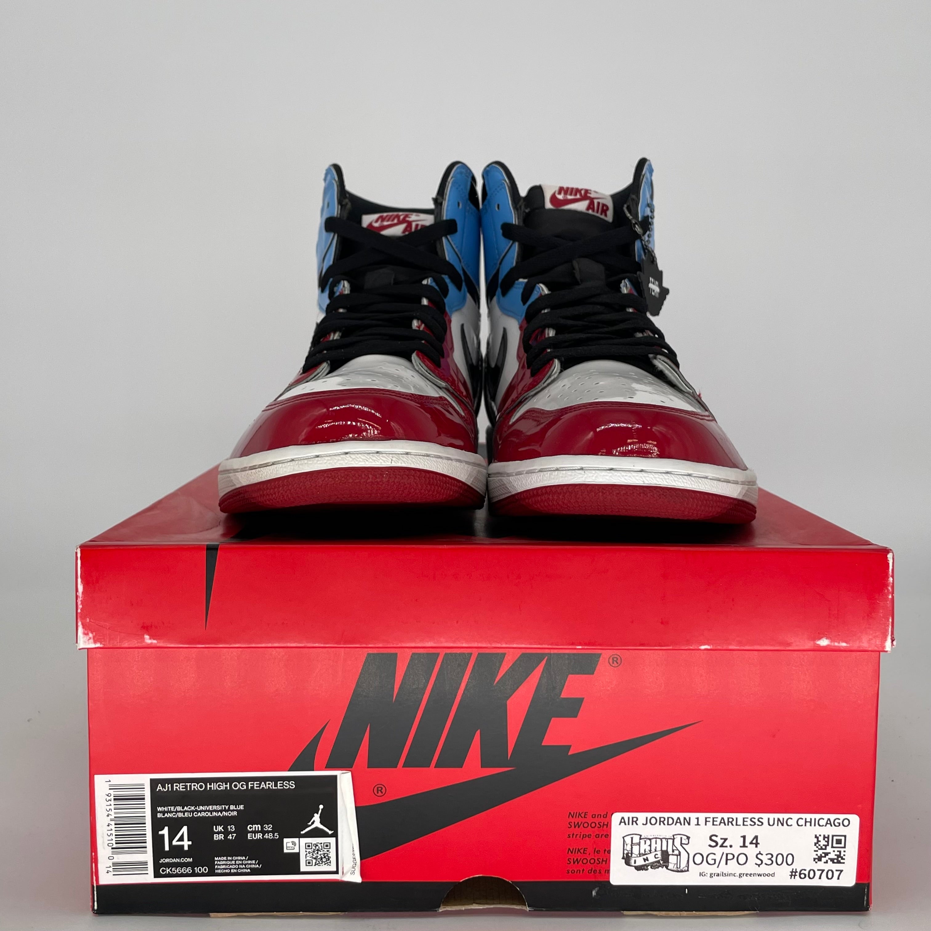 AIR JORDAN 1 FEARLESS UNC CHICAGO SIZE 14/15.5W CK5666-100