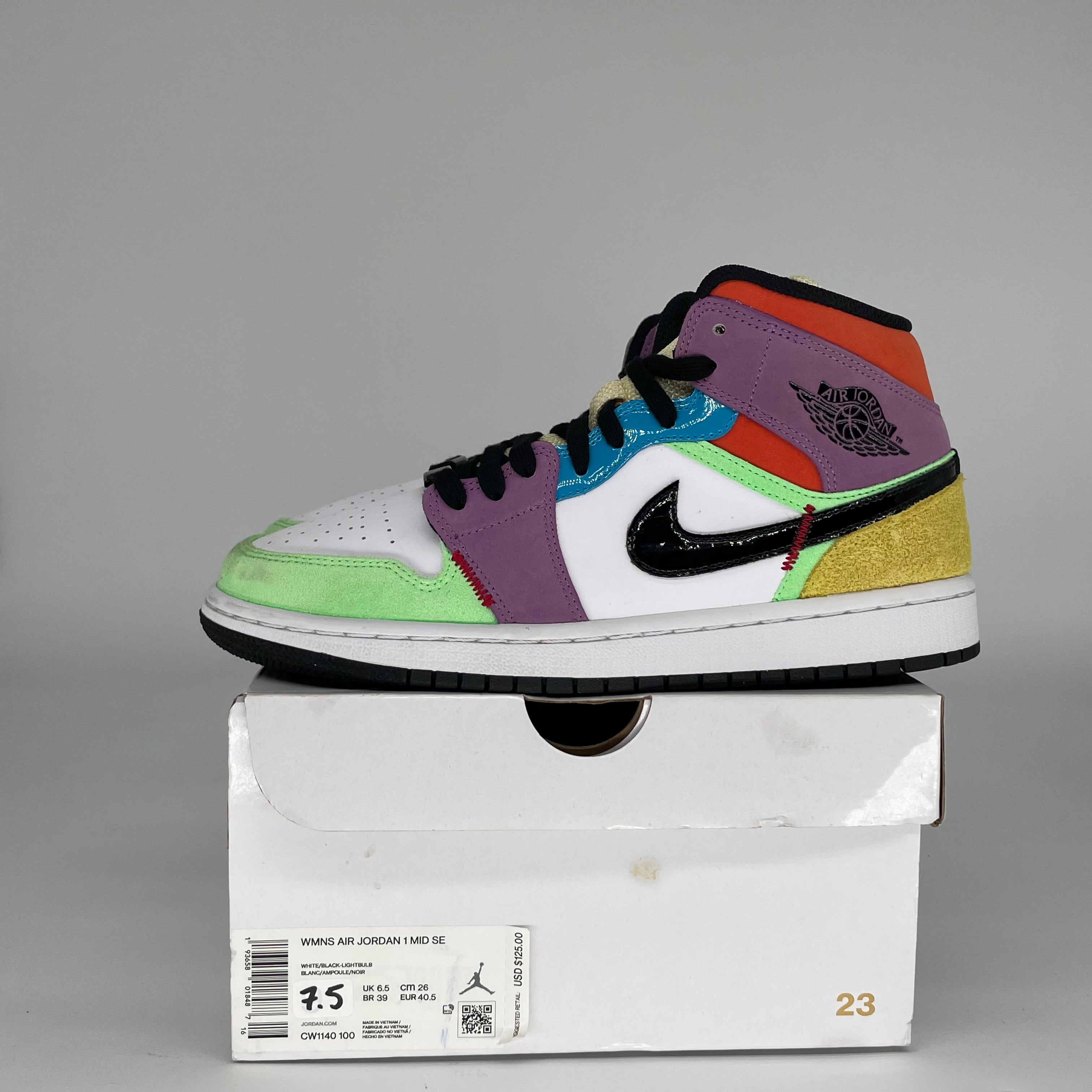 AIR JORDAN 1 MID MULTI COLOR W SIZE 7.5/9W CW1140-100
