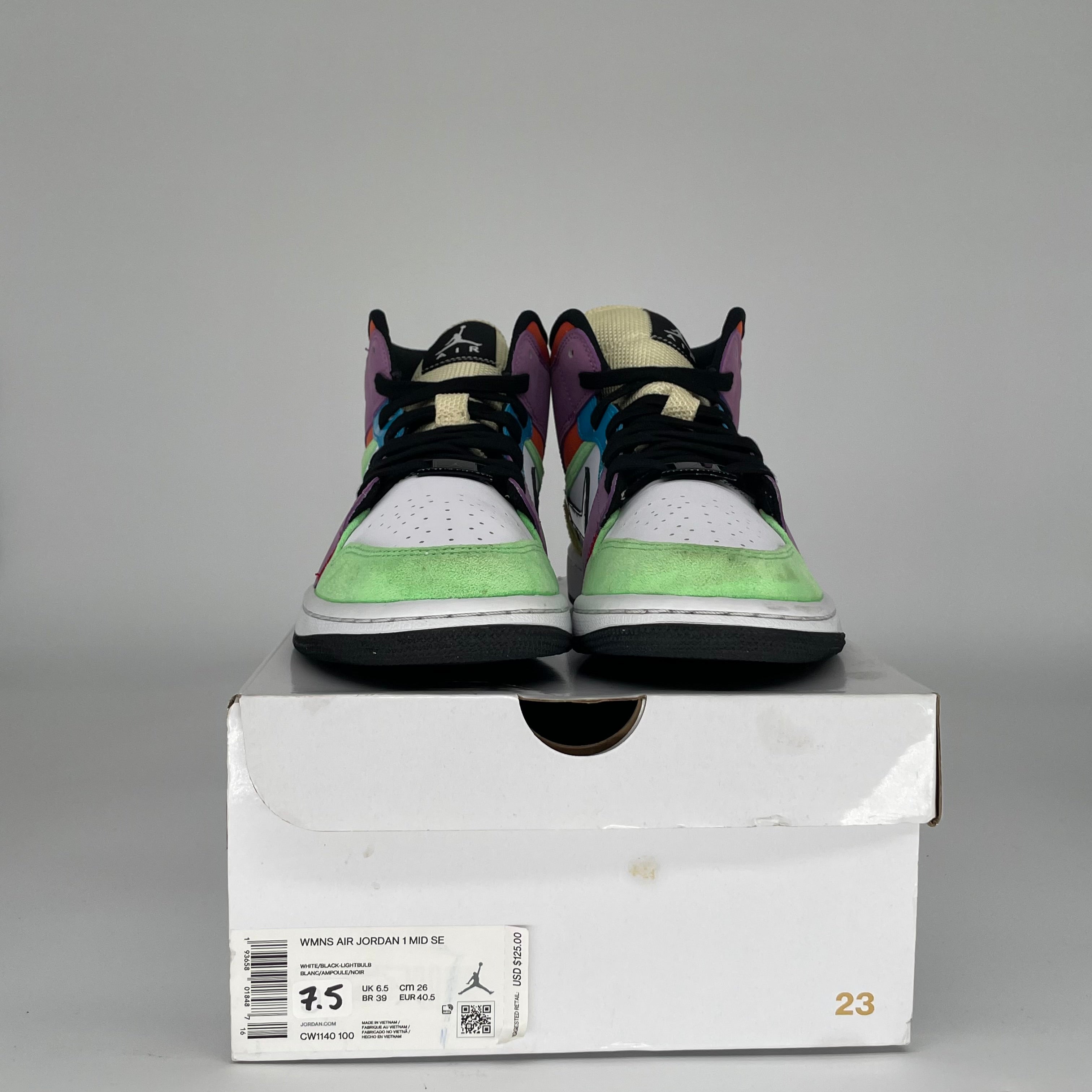 AIR JORDAN 1 MID MULTI COLOR W SIZE 7.5/9W CW1140-100