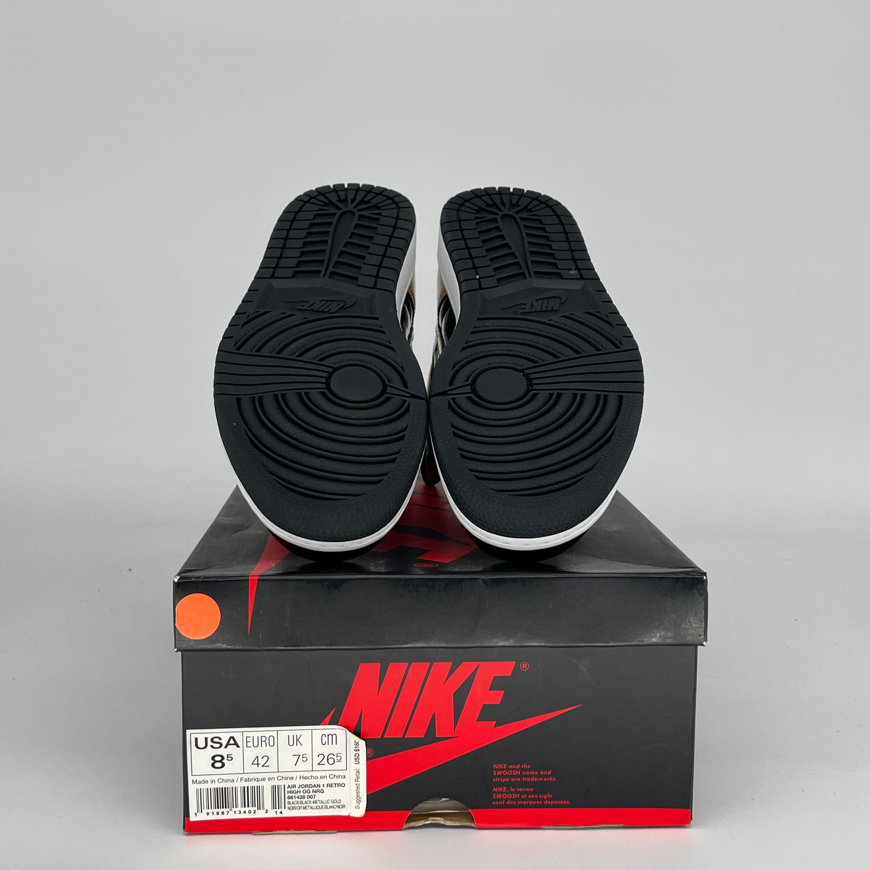 AIR JORDAN 1 PATENT GOLD TOE SIZE 8.5 861428-007