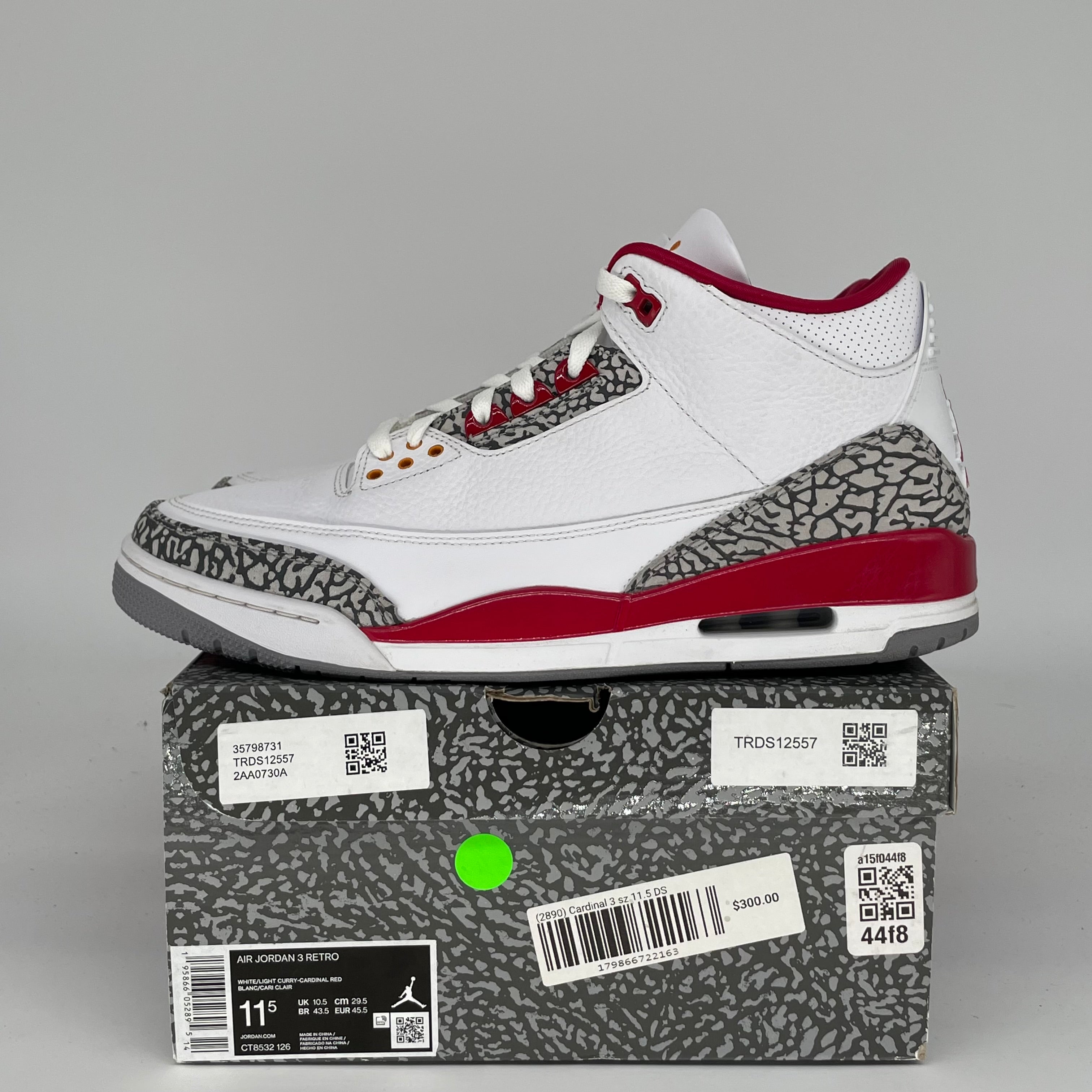 AIR JORDAN 3 CARDINAL SIZE 11.5 CT8532-126