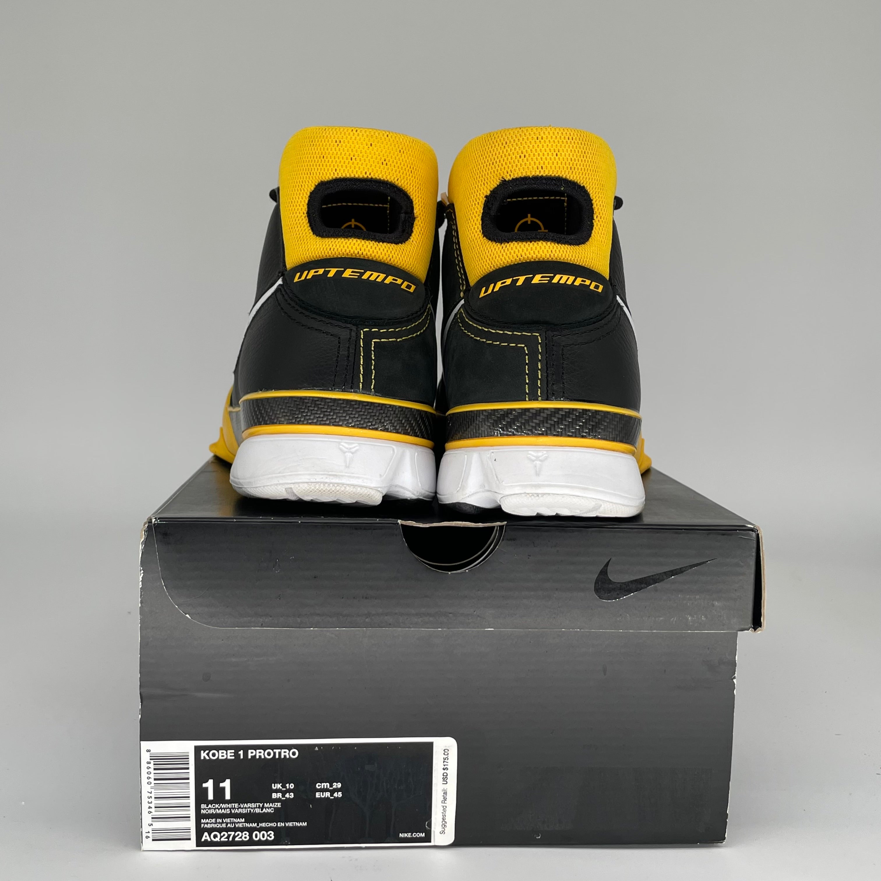 NIKE KOBE 1 PROTRO BLACK MAIZE SIZE 11 AQ2728-003