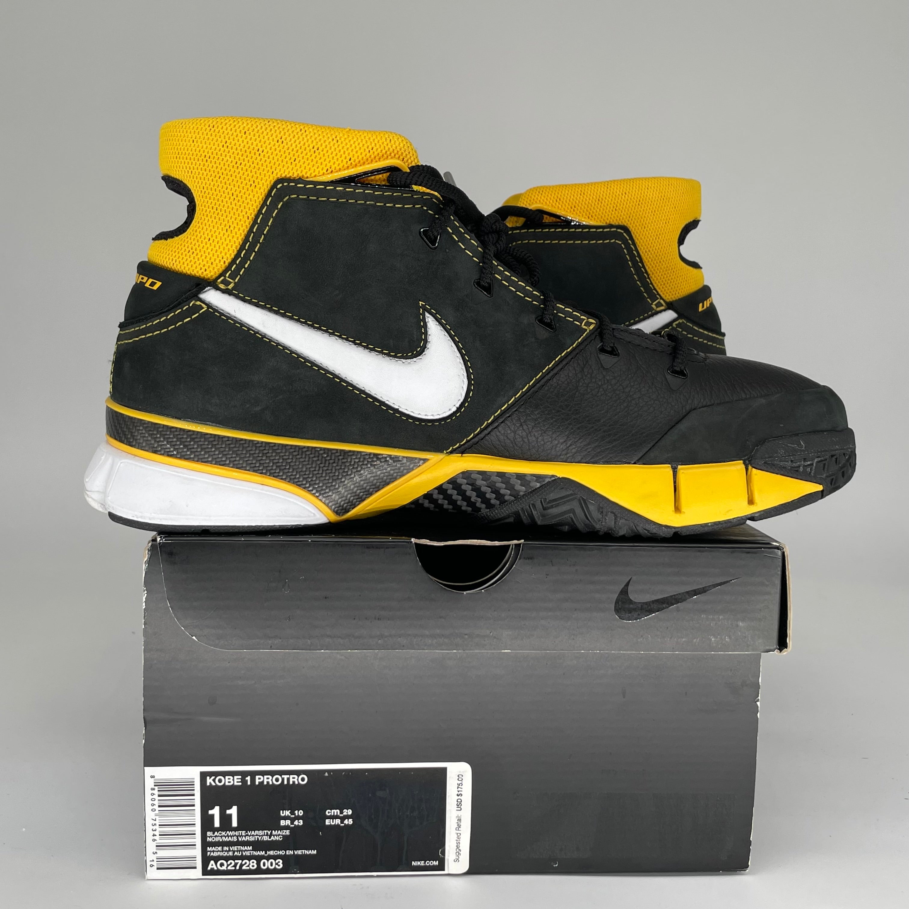 NIKE KOBE 1 PROTRO BLACK MAIZE SIZE 11 AQ2728-003