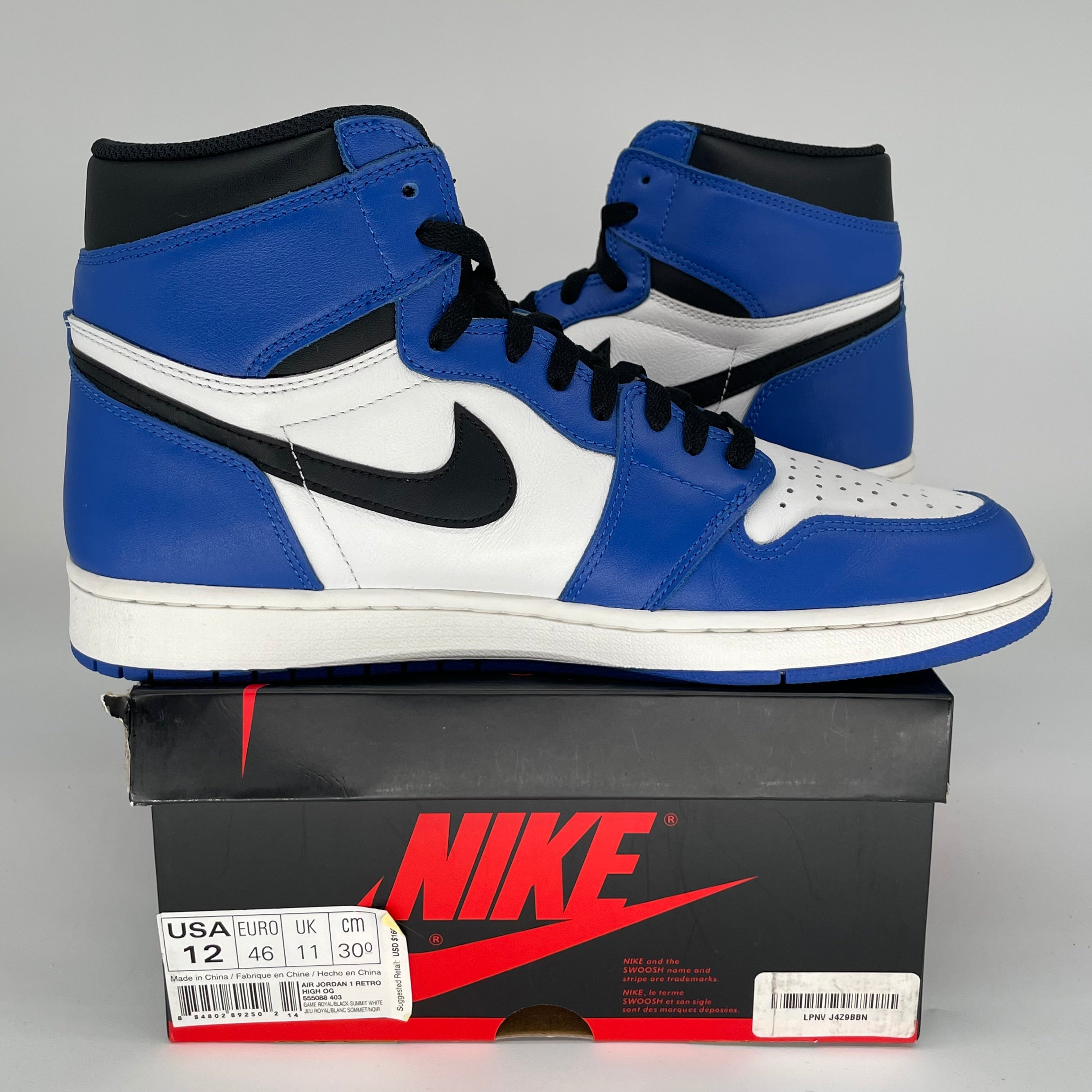 AIR JORDAN 1 GAME ROYAL 555088-403 SIZE 12/13.5W