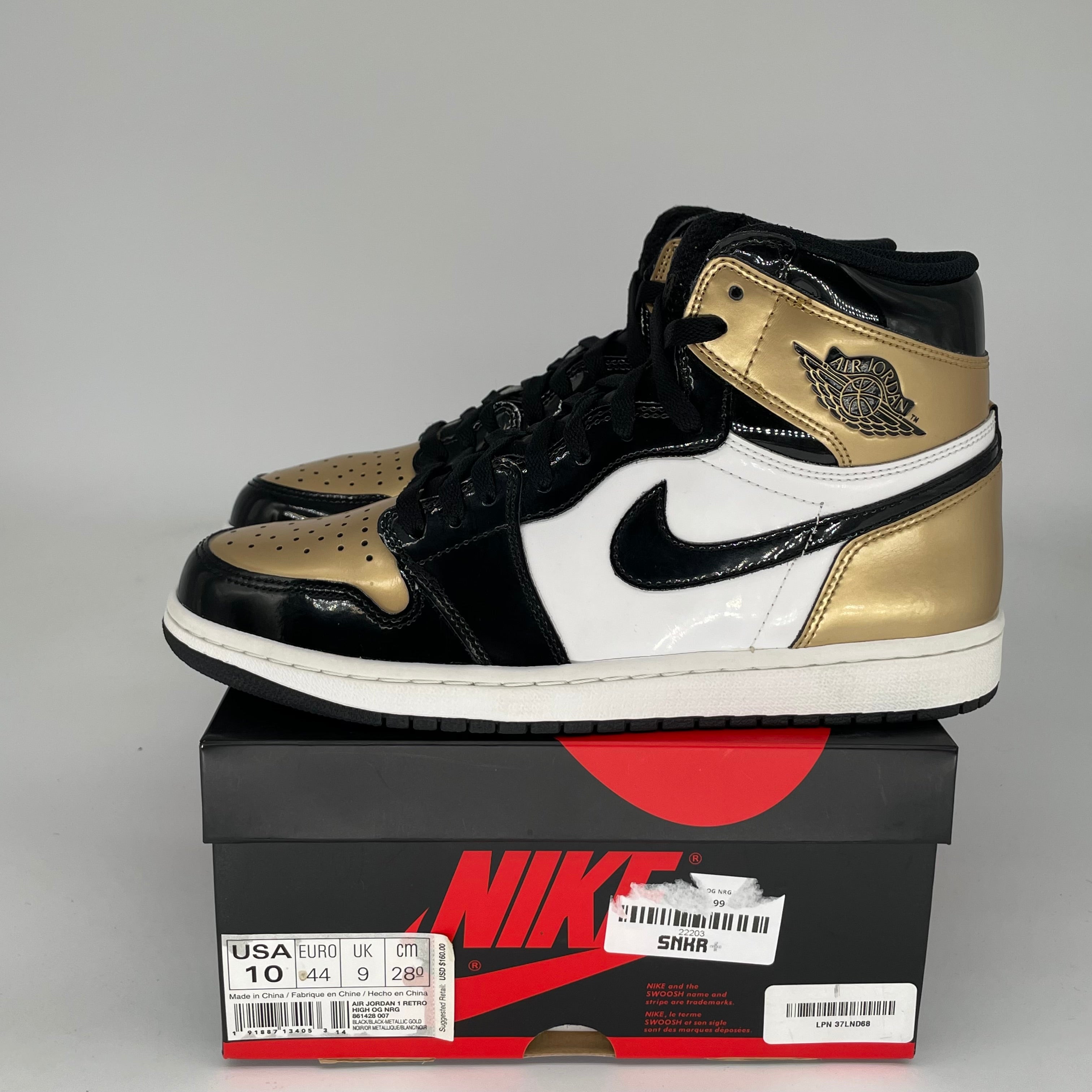 AIR JORDAN 1 PATENT GOLD TOE SIZE 10 861428-007