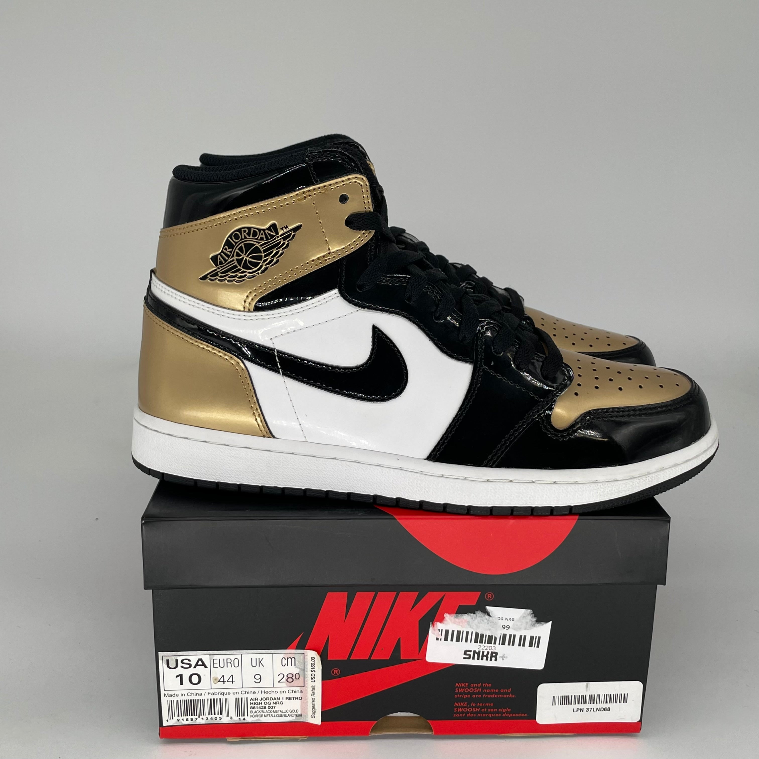 AIR JORDAN 1 PATENT GOLD TOE SIZE 10 861428-007