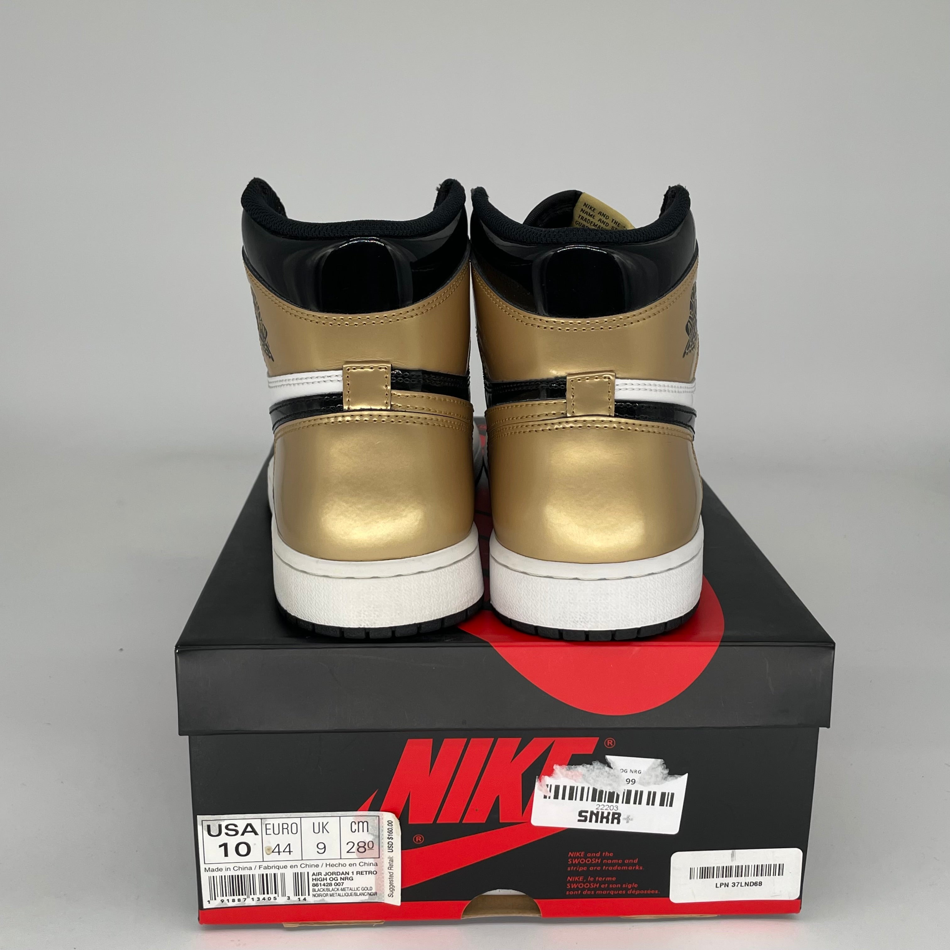 AIR JORDAN 1 PATENT GOLD TOE SIZE 10 861428-007