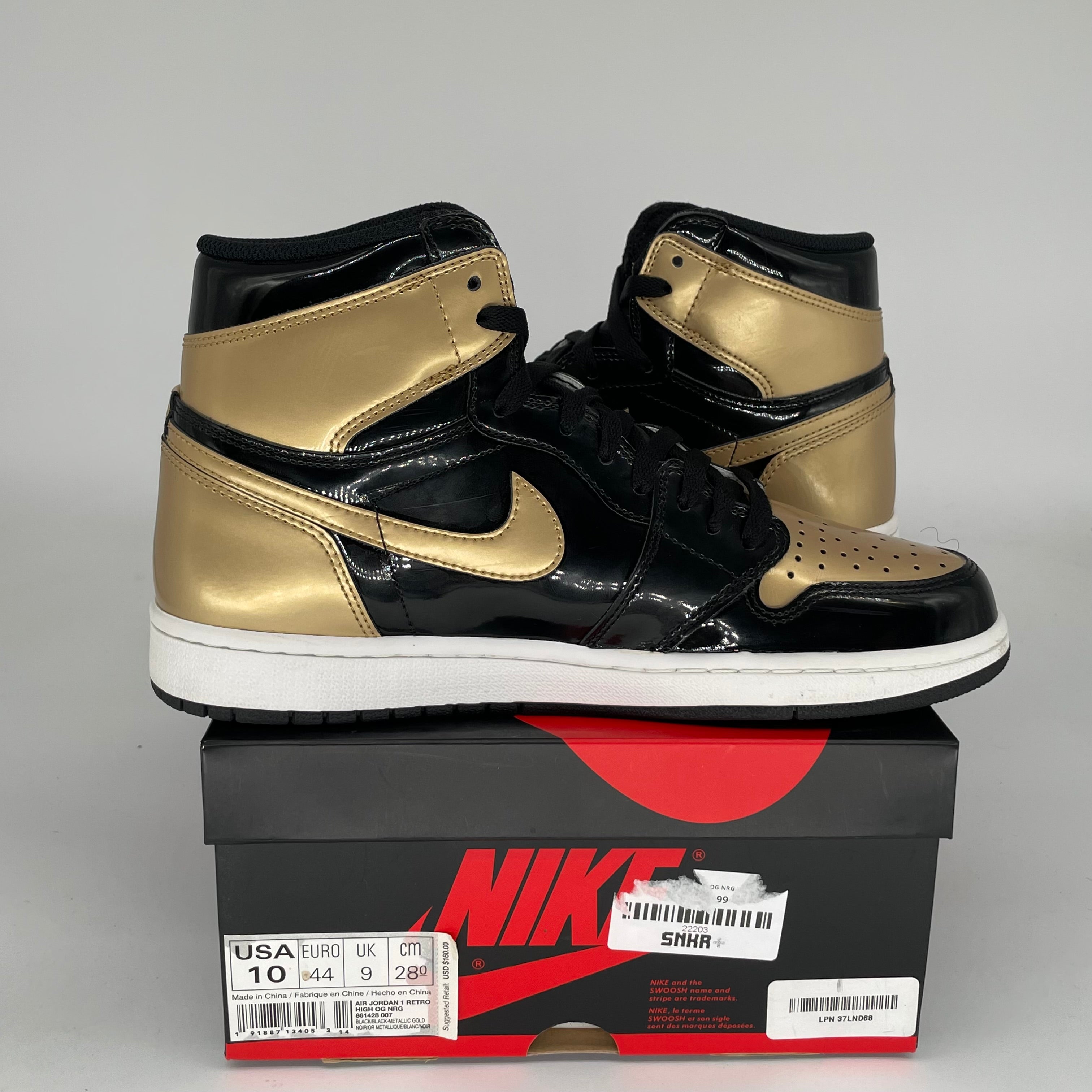 AIR JORDAN 1 PATENT GOLD TOE SIZE 10 861428-007