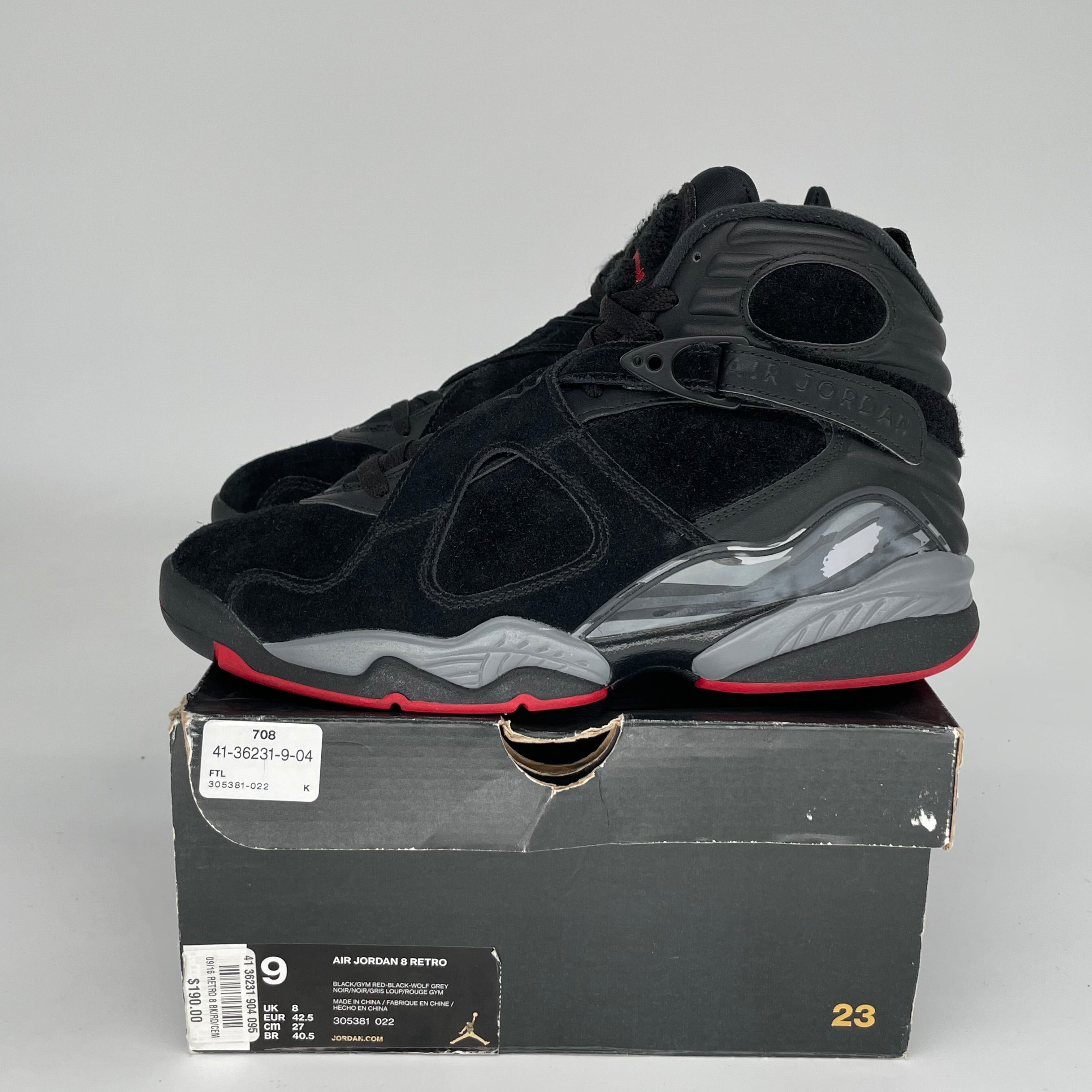 AIR JORDAN 8 BLACK CEMENT SIZE 9 305381-022
