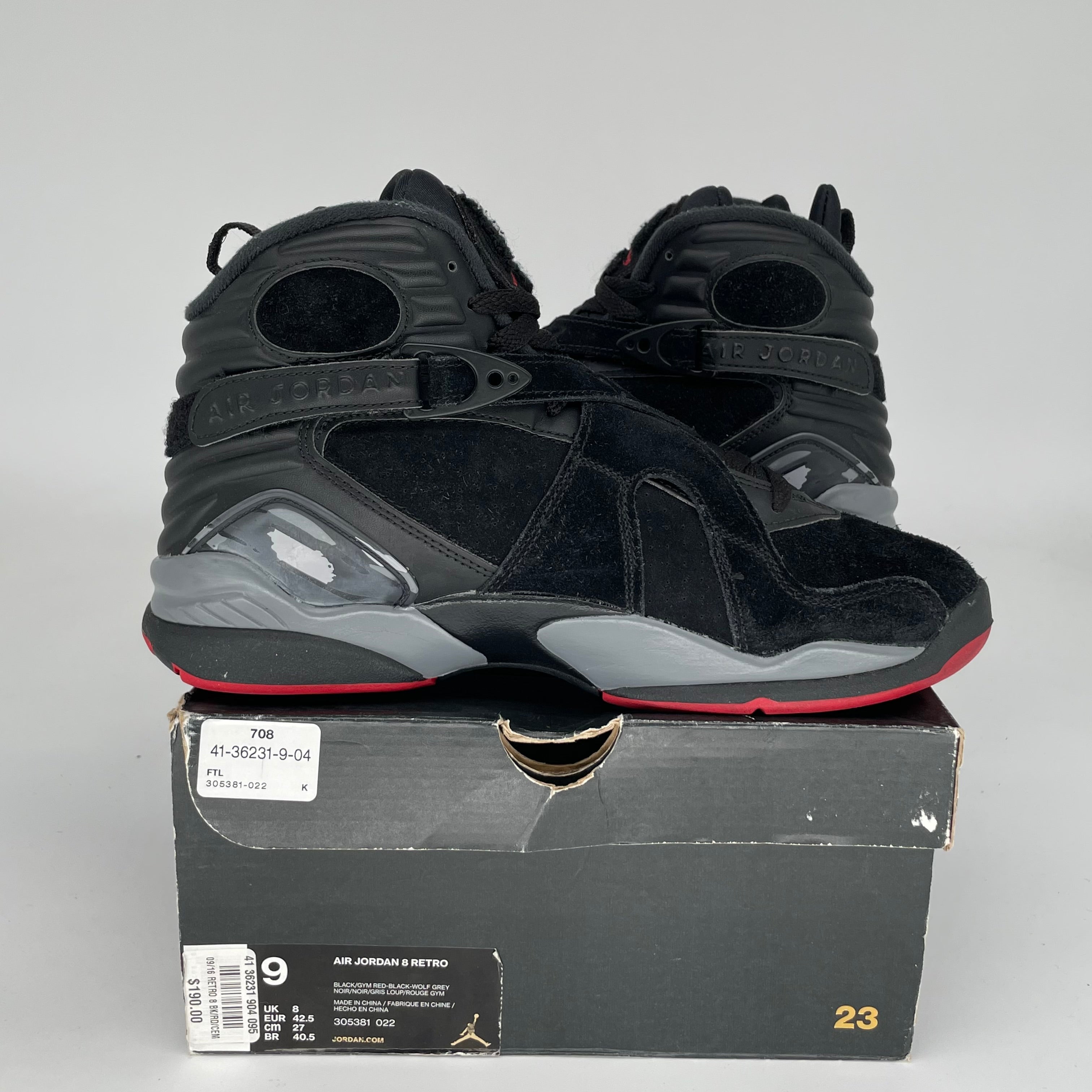 AIR JORDAN 8 BLACK CEMENT SIZE 9 305381-022