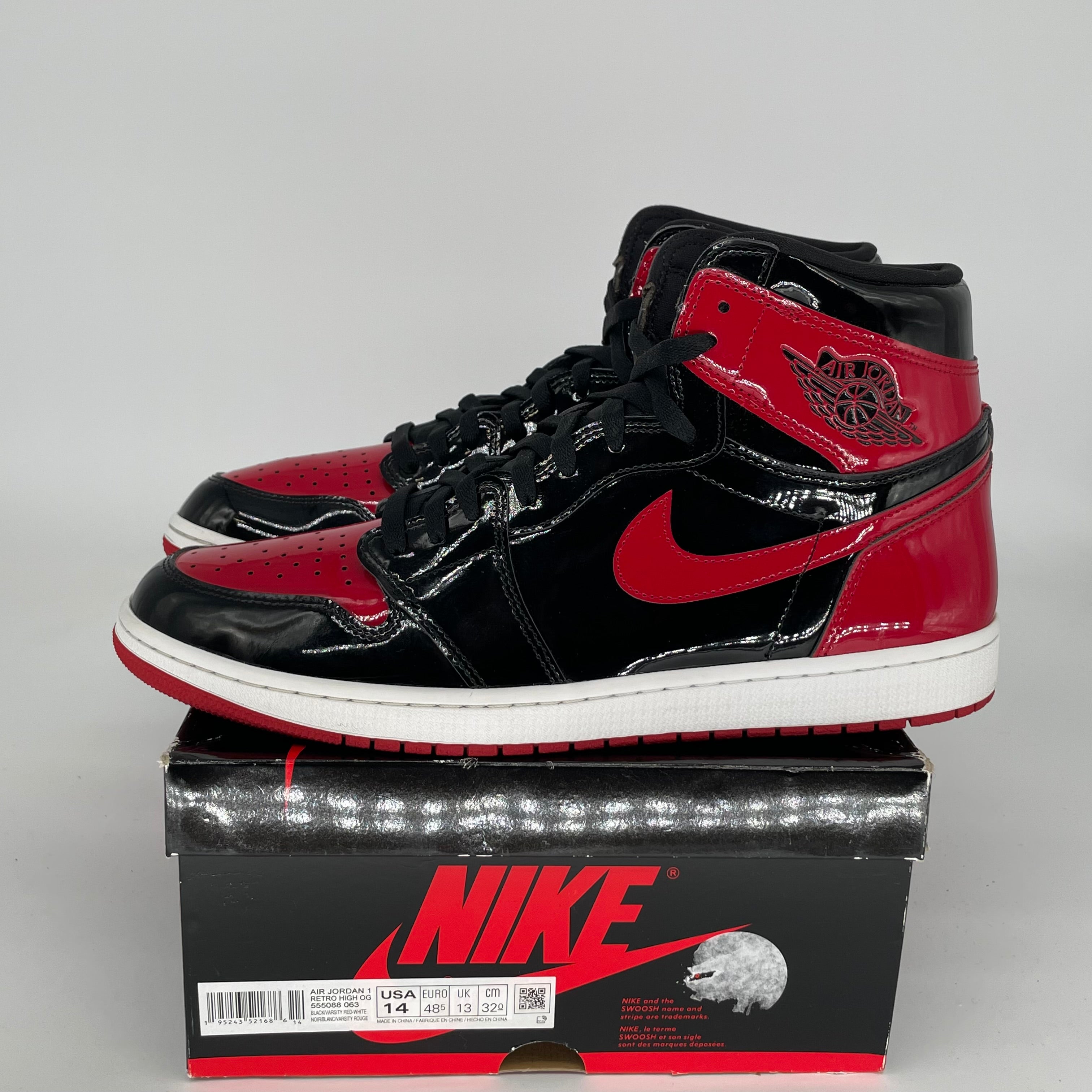 AIR JORDAN 1 PATENT BRED SIZE 14 555088-063