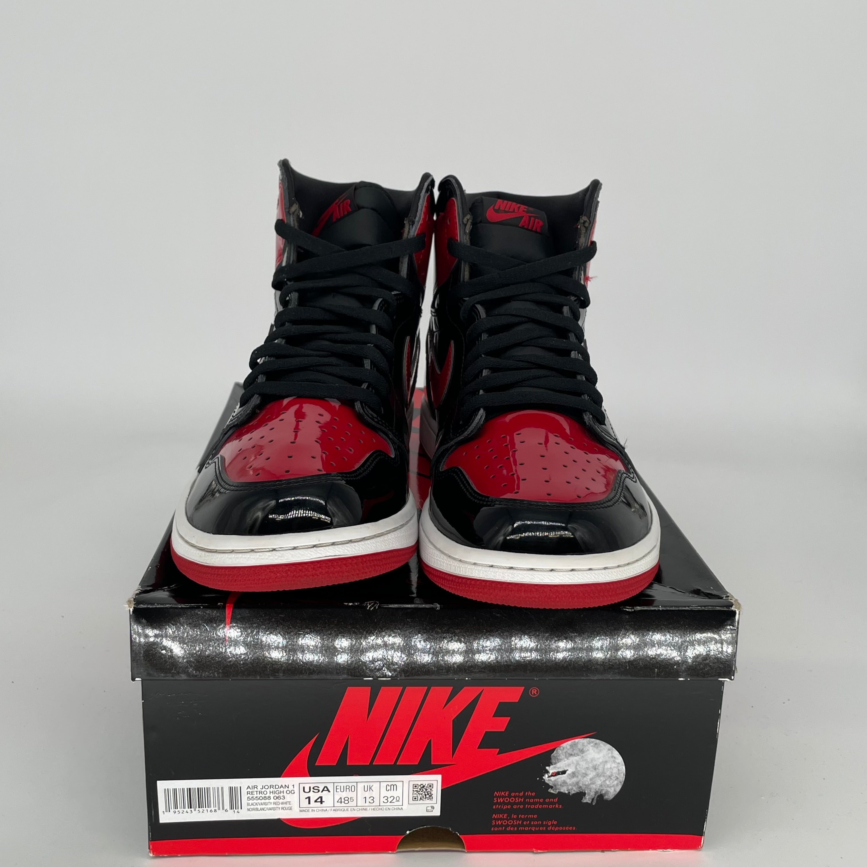 AIR JORDAN 1 PATENT BRED SIZE 14 555088-063