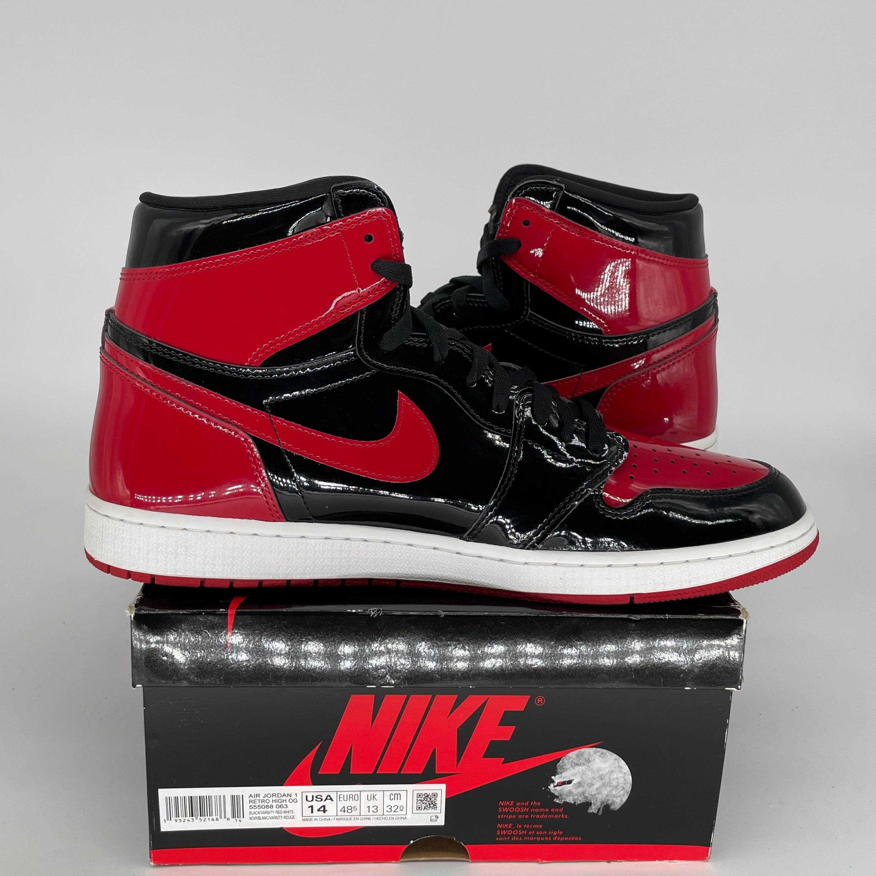AIR JORDAN 1 PATENT BRED SIZE 14 555088-063