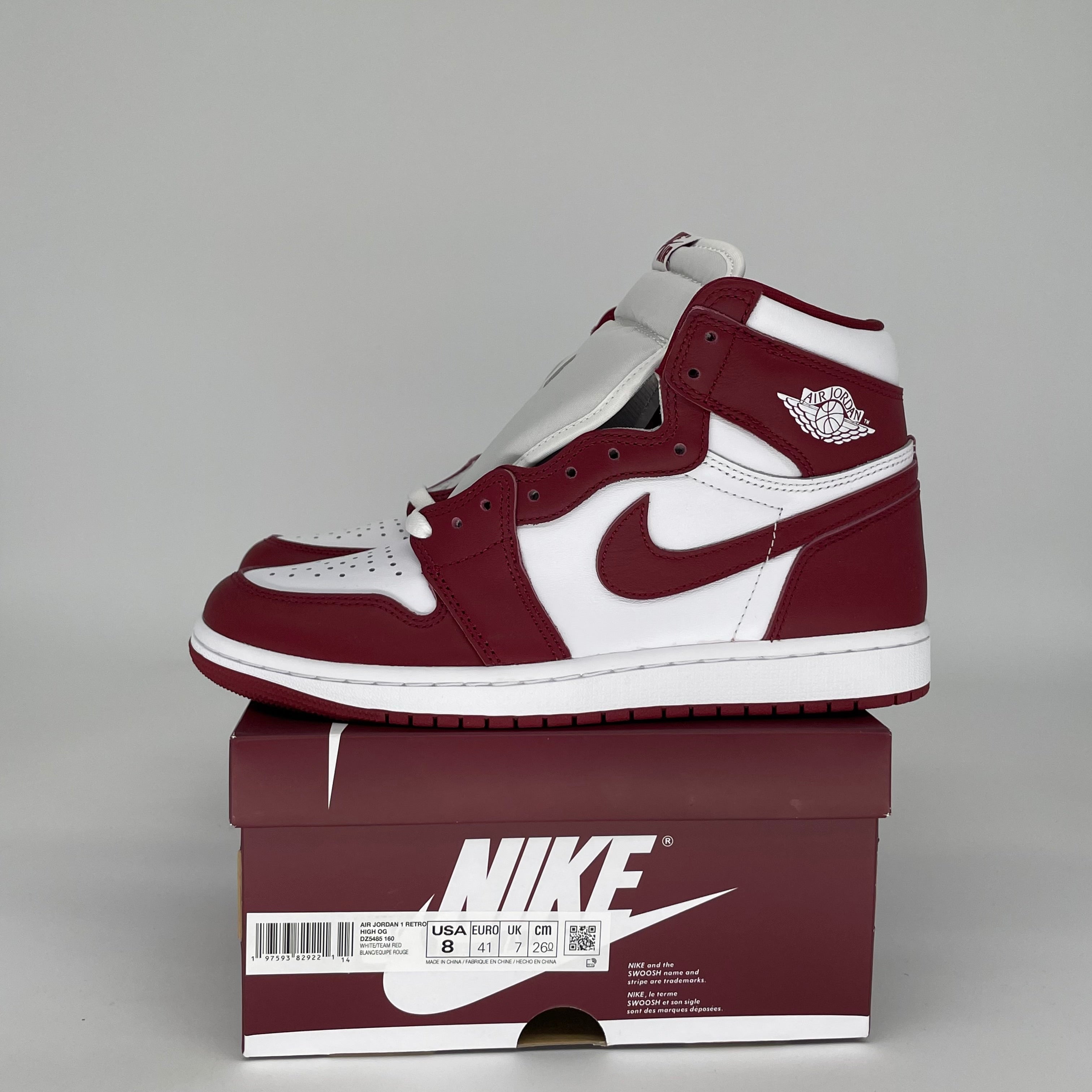 AIR JORDAN 1 ARTISANAL TEAM RED SIZE 8 DZ5485-160