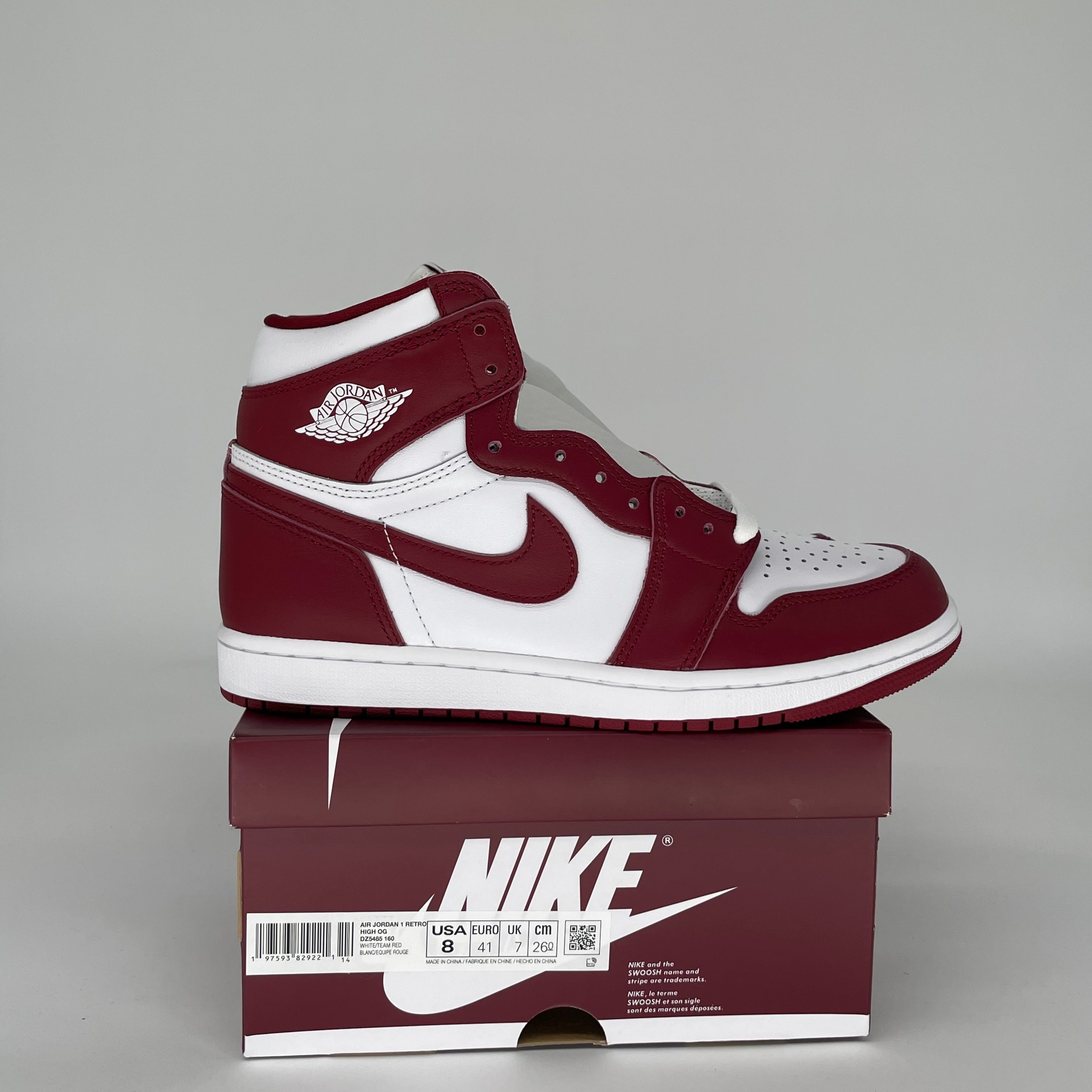 AIR JORDAN 1 ARTISANAL TEAM RED SIZE 8 DZ5485-160