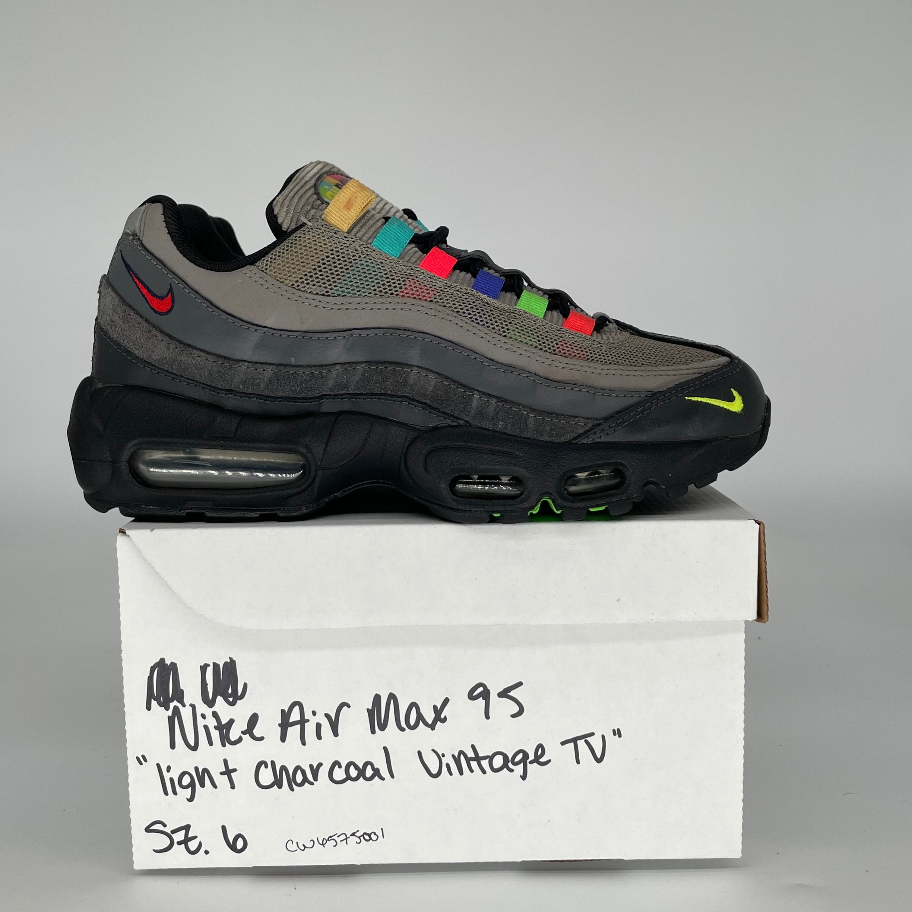 NIKE AIR MAX 95 LIGHT CHARCOAL VINTAGE TV SIZE 6 CQ6575-001
