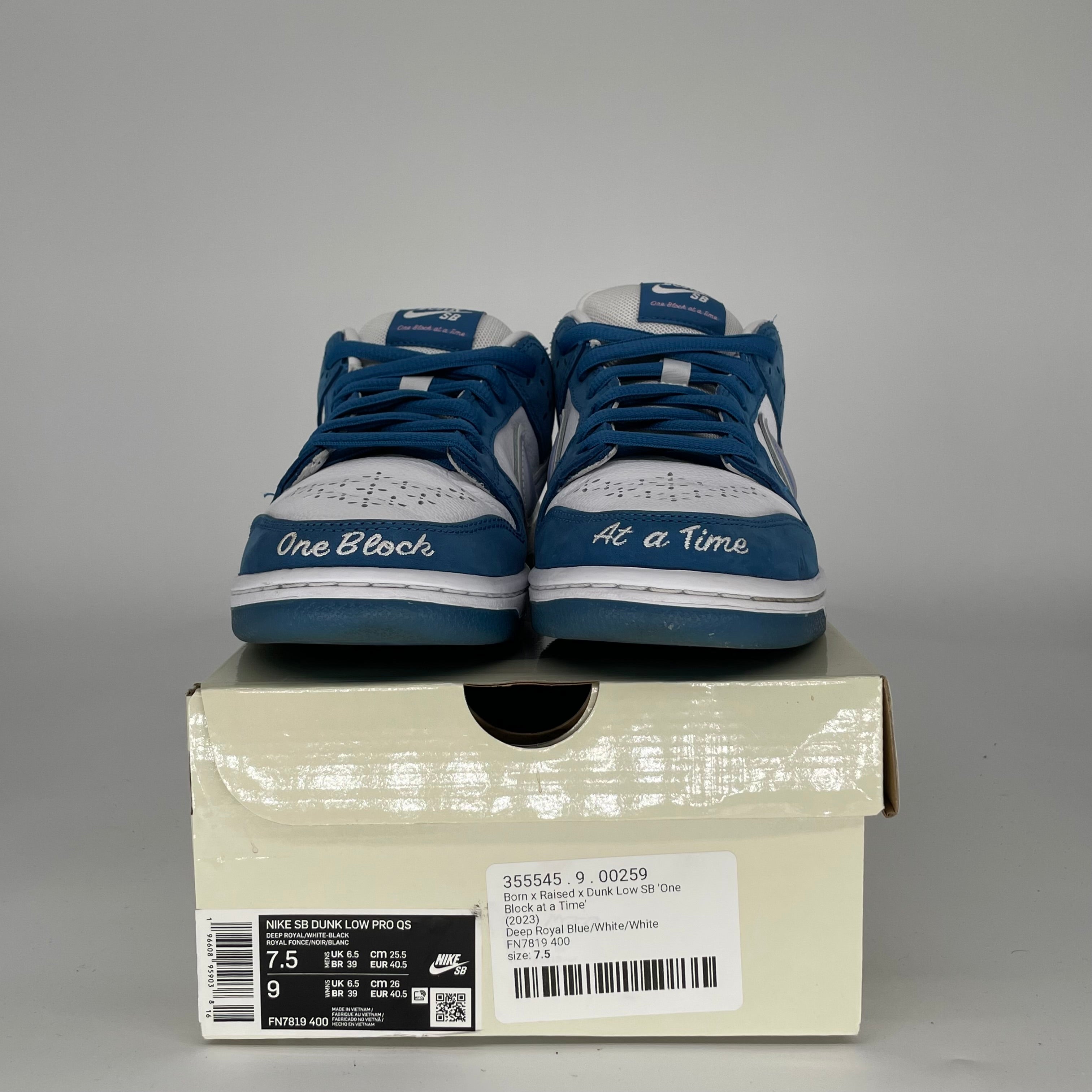 NIKE SB DUNK LOW BORN X RAISED SIZE 7.5 FN7819-400