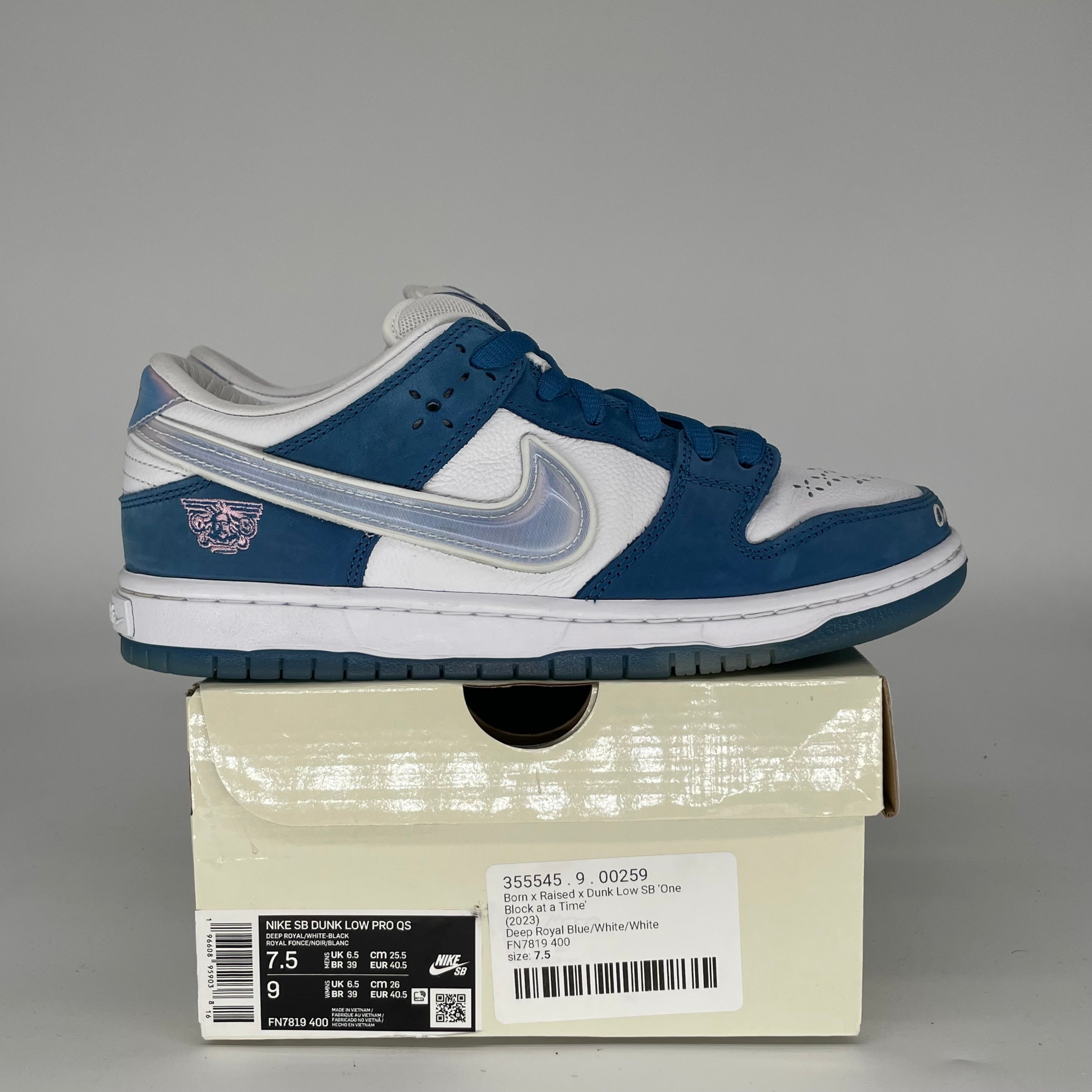 NIKE SB DUNK LOW BORN X RAISED SIZE 7.5 FN7819-400