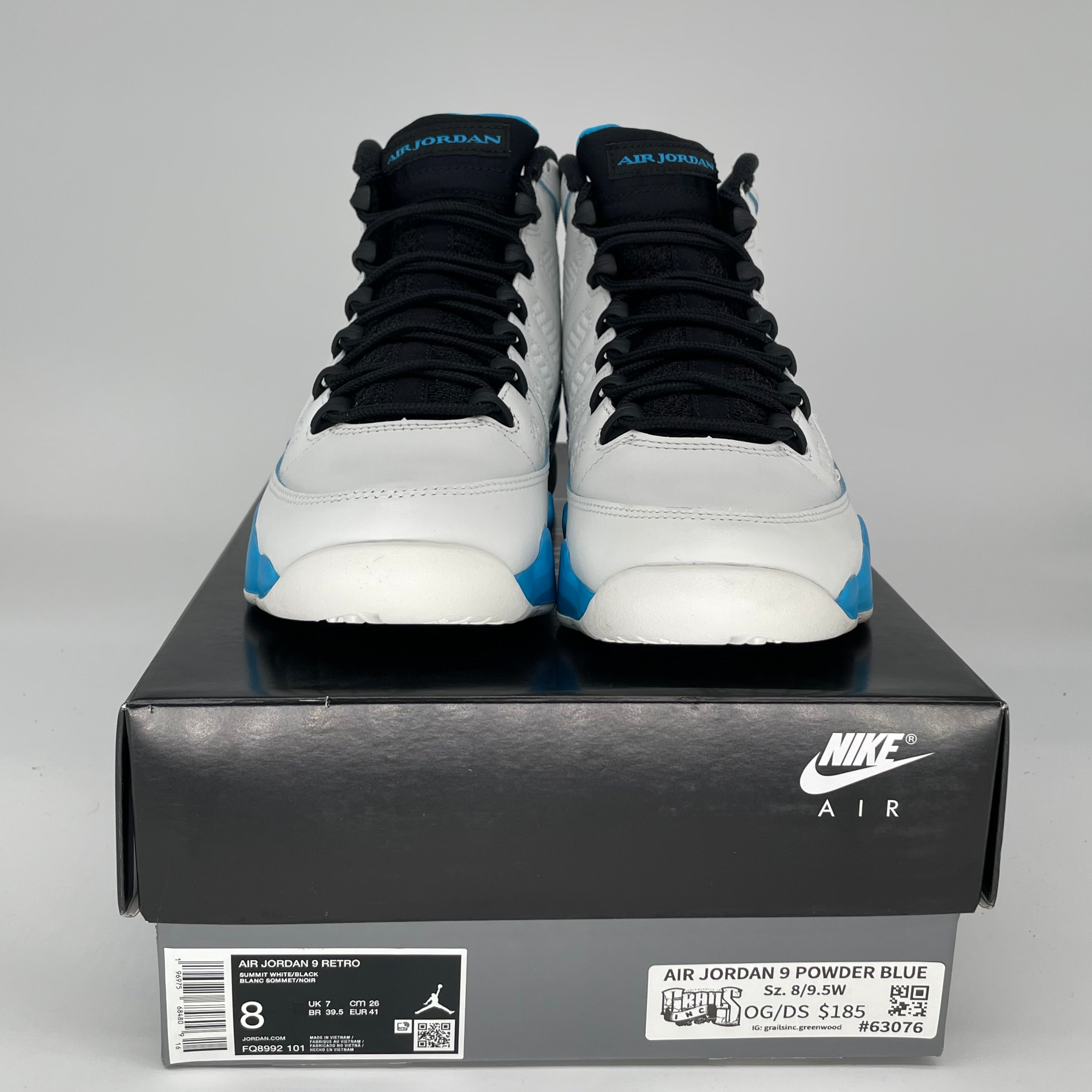 AIR JORDAN 9 POWDER BLUE SIZE 8 FQ8992-101