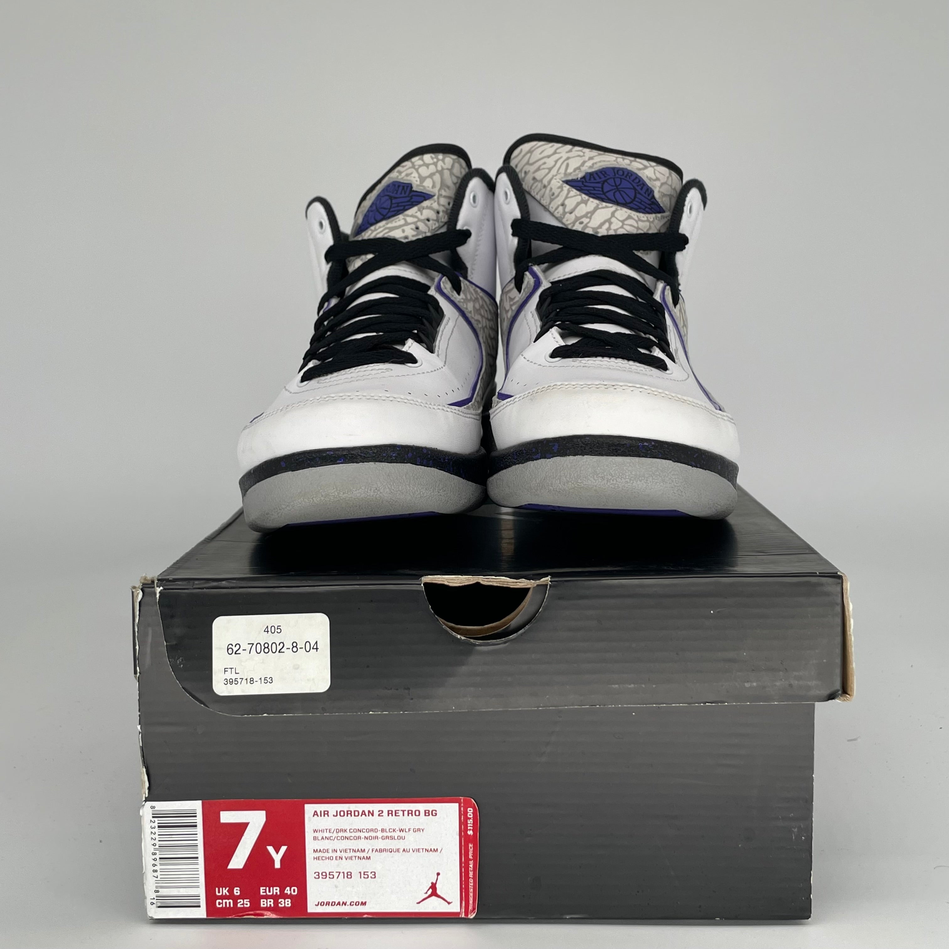 AIR JORDAN 2 DARK CONCORD SIZE 7Y 395718-153