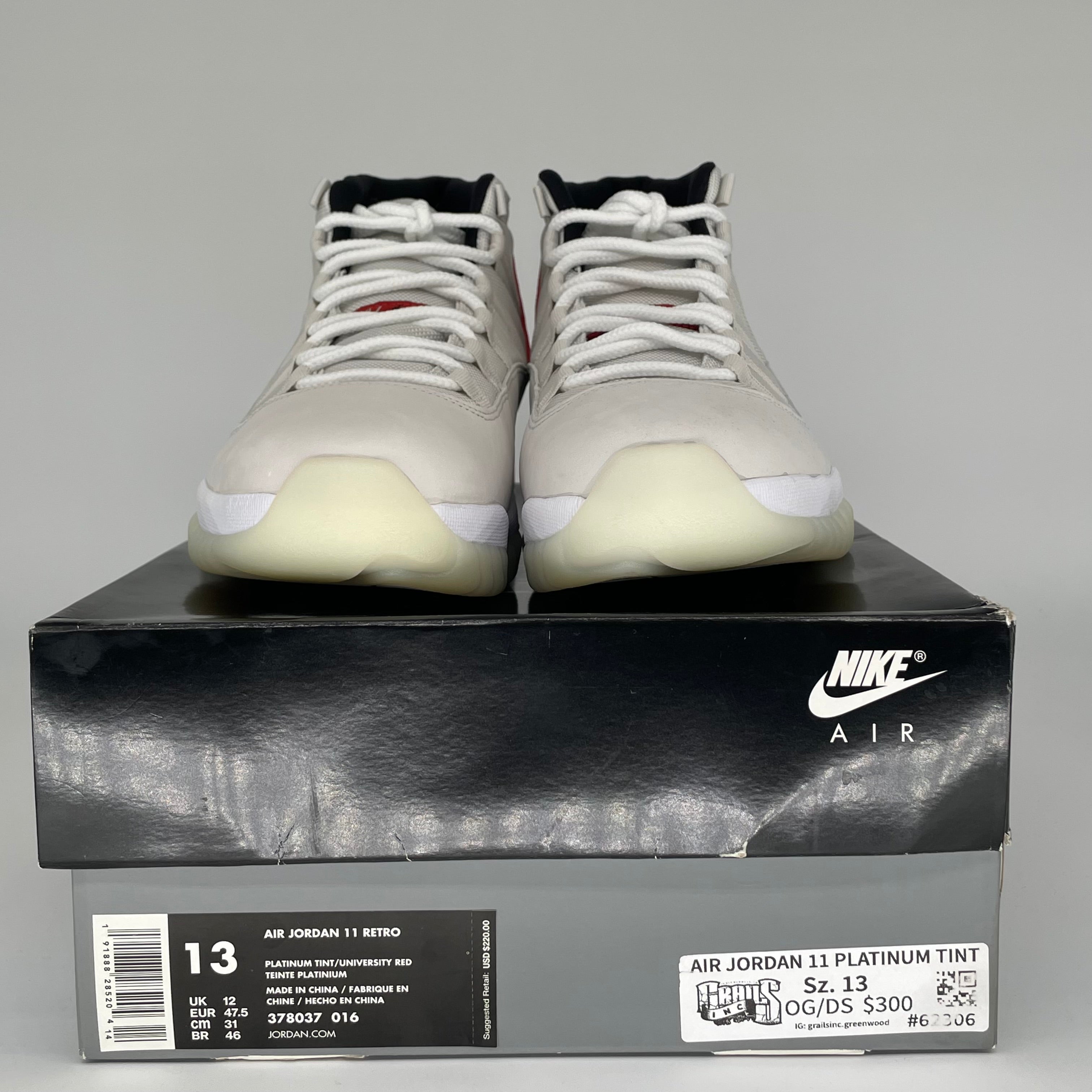 AIR JORDAN 11 PLATINUM TINT SIZE 13 378037-016