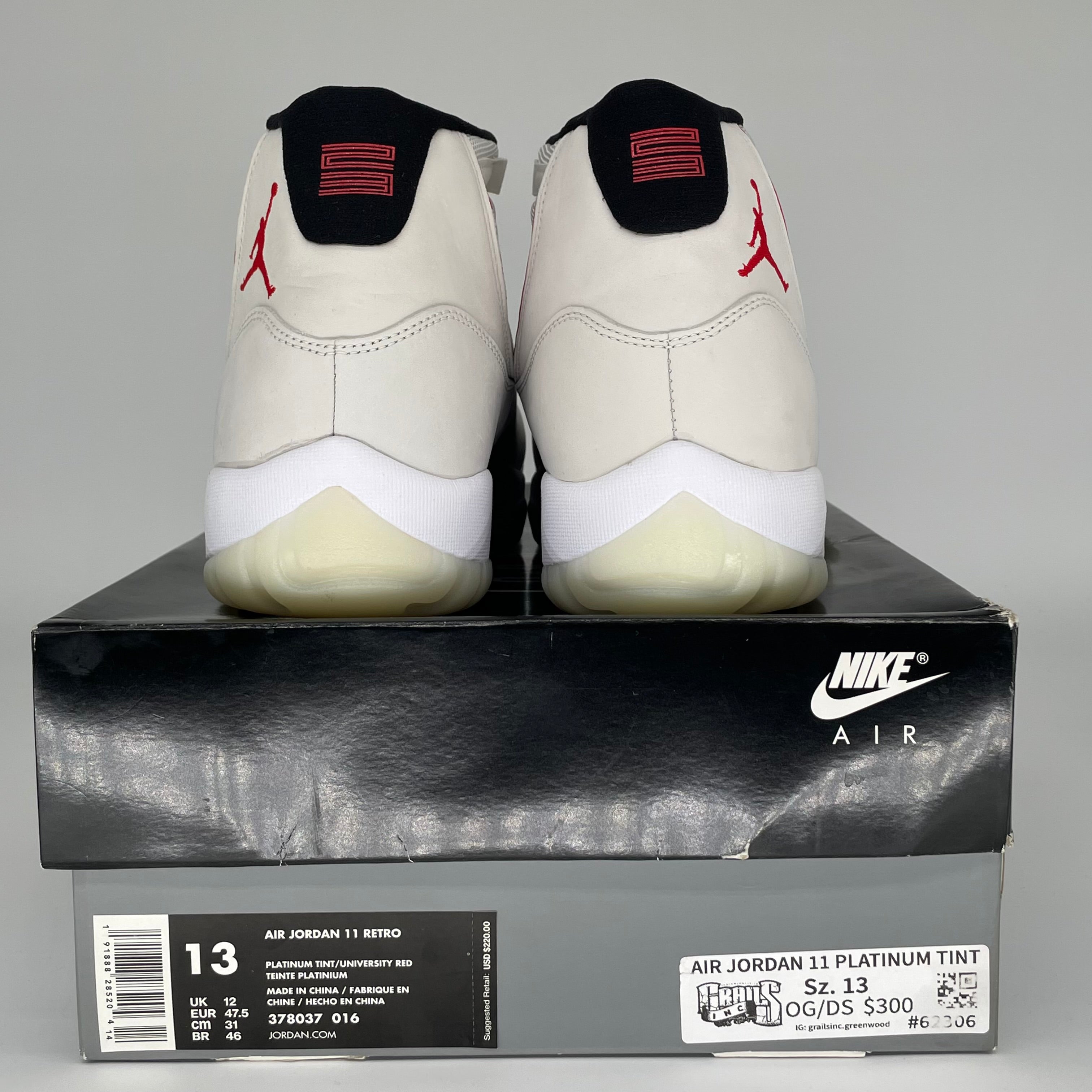 AIR JORDAN 11 PLATINUM TINT SIZE 13 378037-016