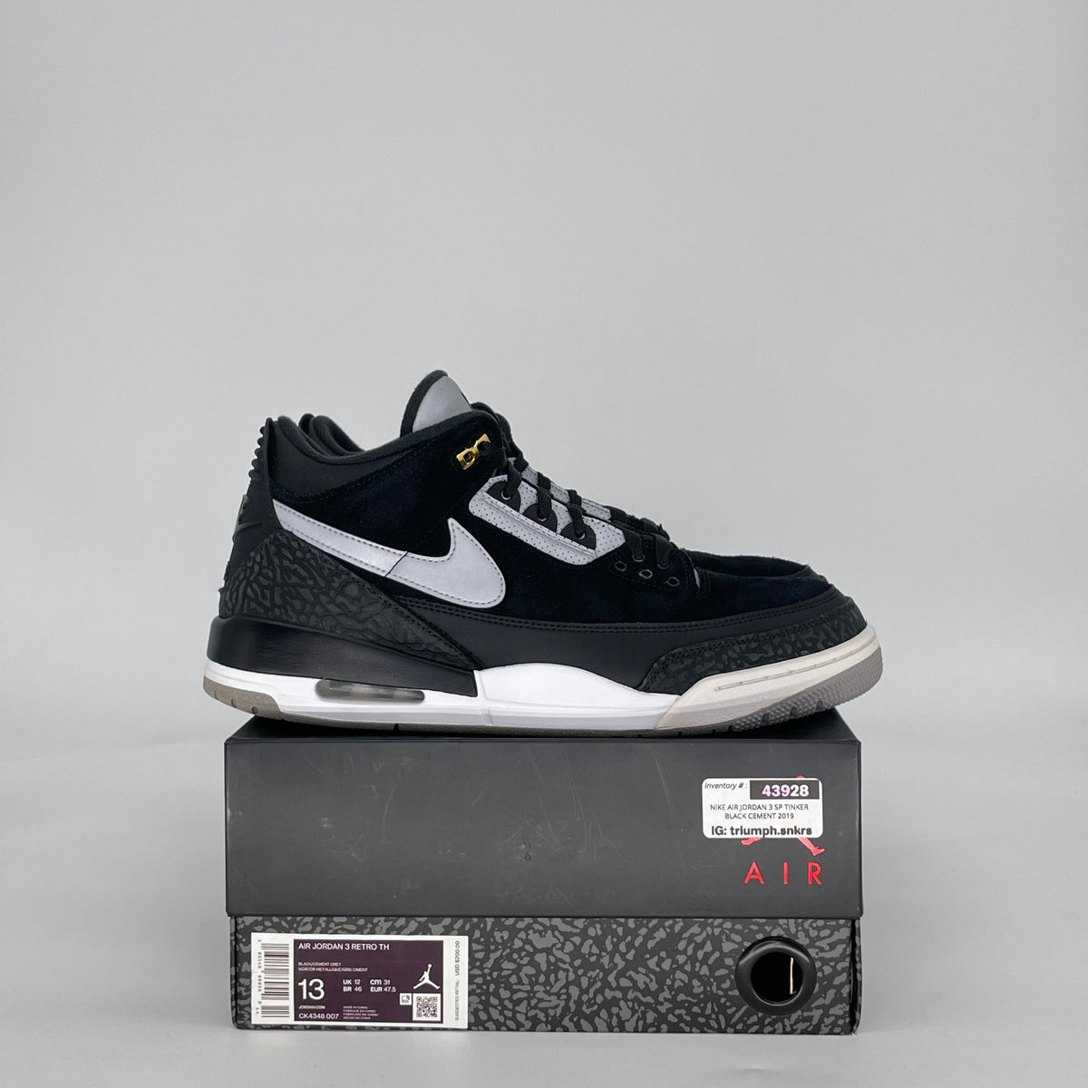Jordan 3 Retro Tinker Black Cement Gold