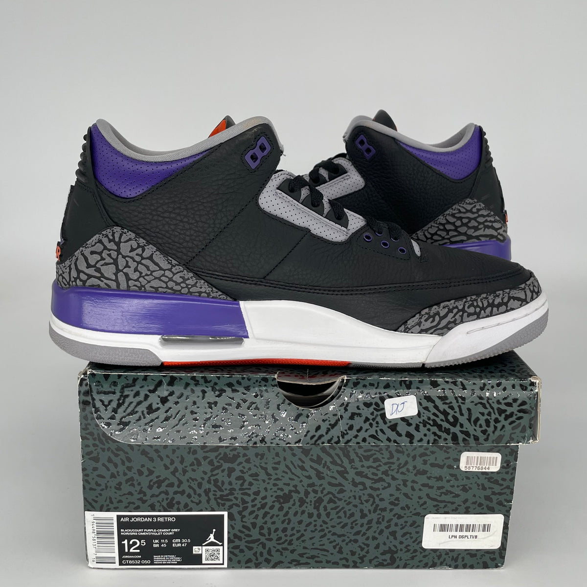Jordan 3 Retro Black Court Purple